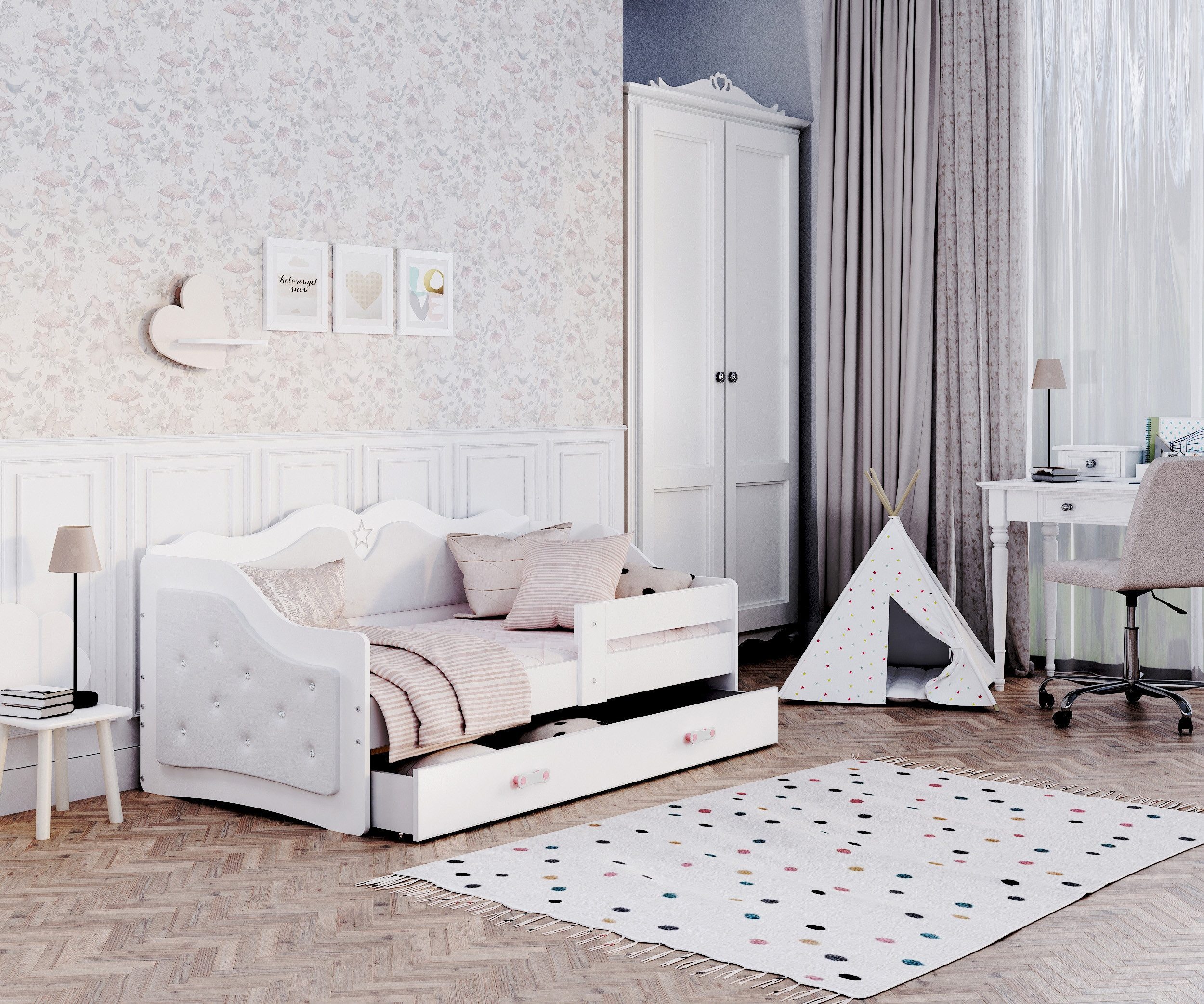 AJKmeble Kinderbett mit Polster, 80x160, 80x180cm günstig online kaufen