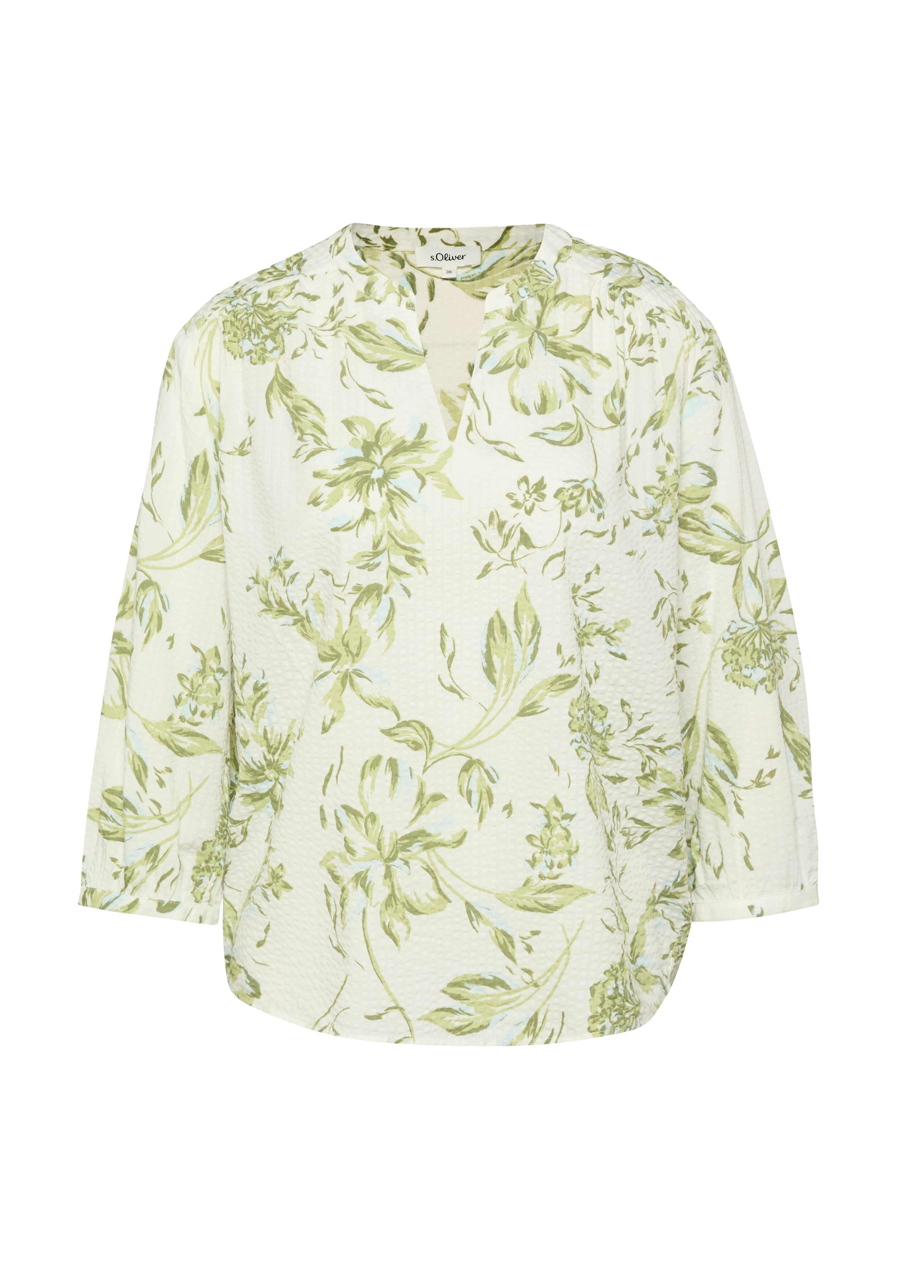 s.Oliver Druckbluse 3/4-Arm-Bluse mit Splitneck
