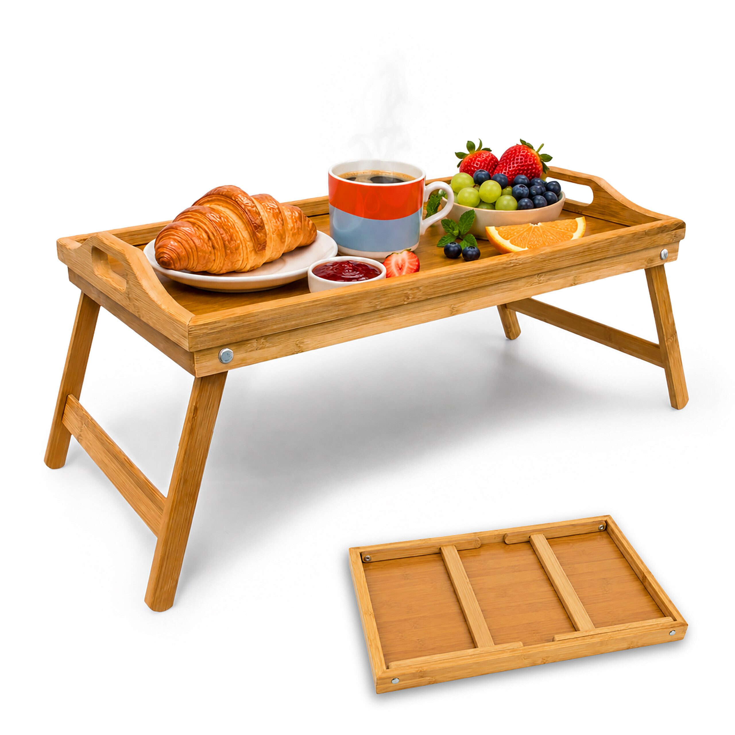 relaxdays Tabletttisch Bambus Betttablett (1-St)
