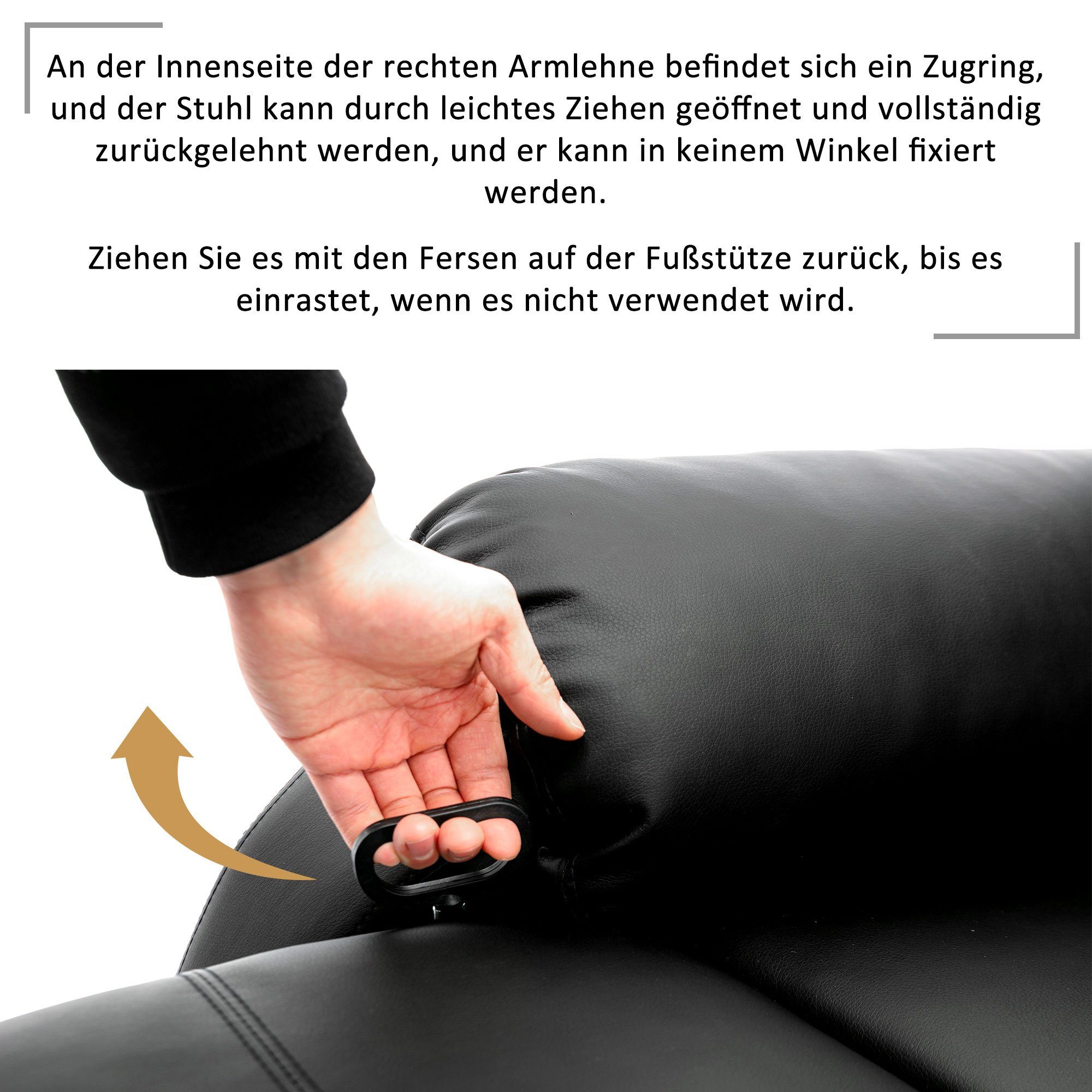 TV-Sessel, Fernsehsessel mit Liegefunktion, verstellbar, Kunstleder