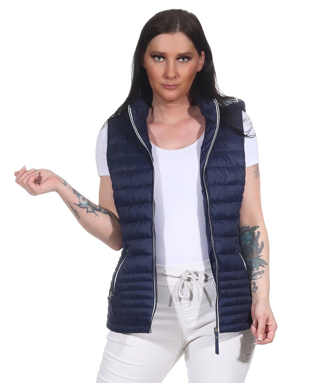 Aurela Damenmode Steppweste Kurzweste Maritim leichte günstig online kaufen