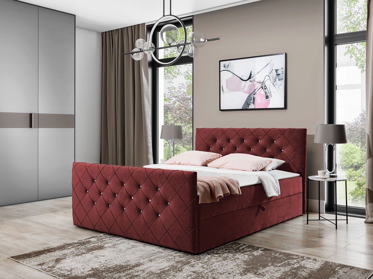 MIRJAN24 Boxspringbett Malaga (Polsterkopfteil, Fußteil, Matratze günstig online kaufen