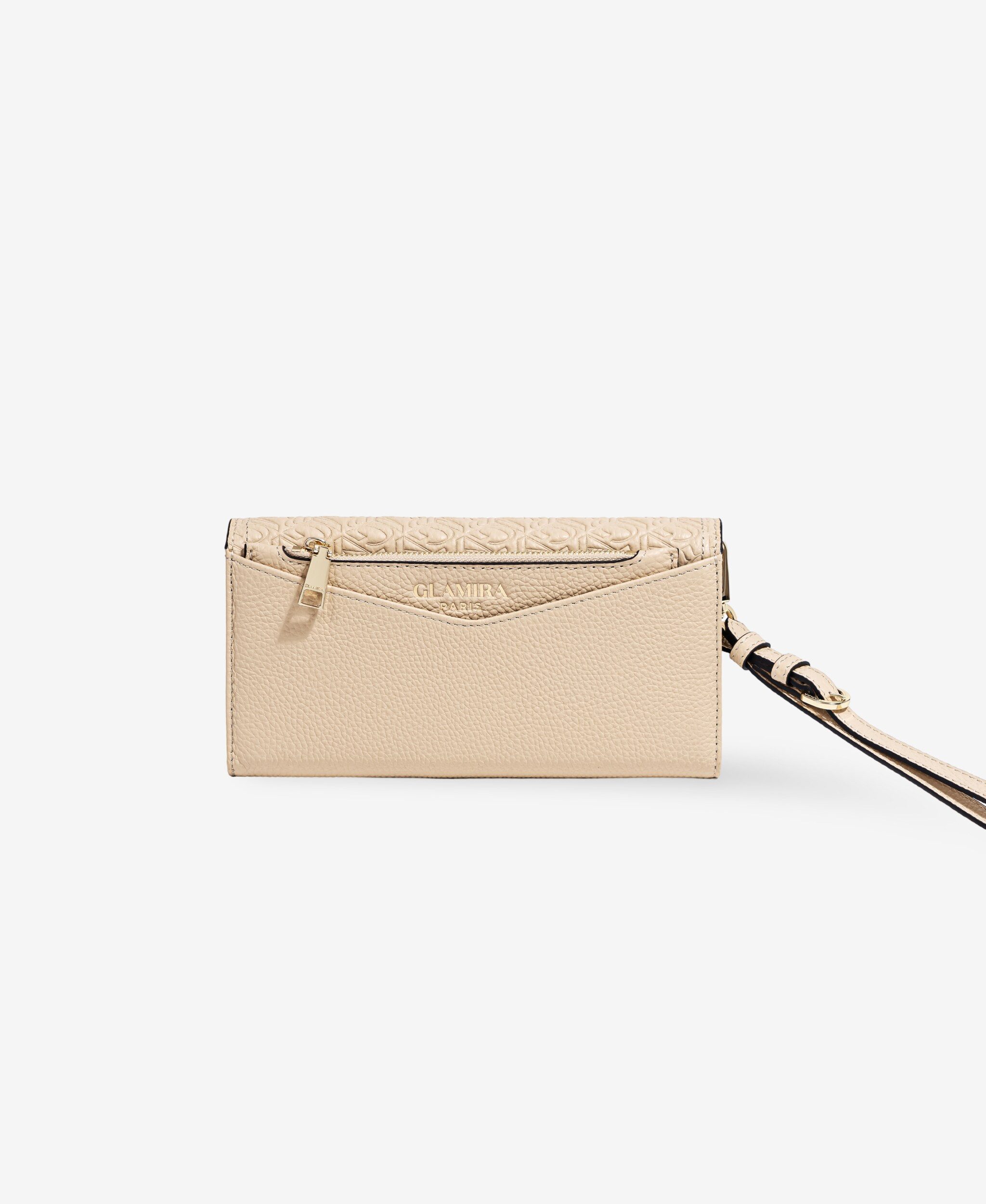 GLAMIRA Handtasche Glamouré Soir Beige Geldbörse (Set, 2-tlg., mit Kartenetui), abnehmbares handgelenkband