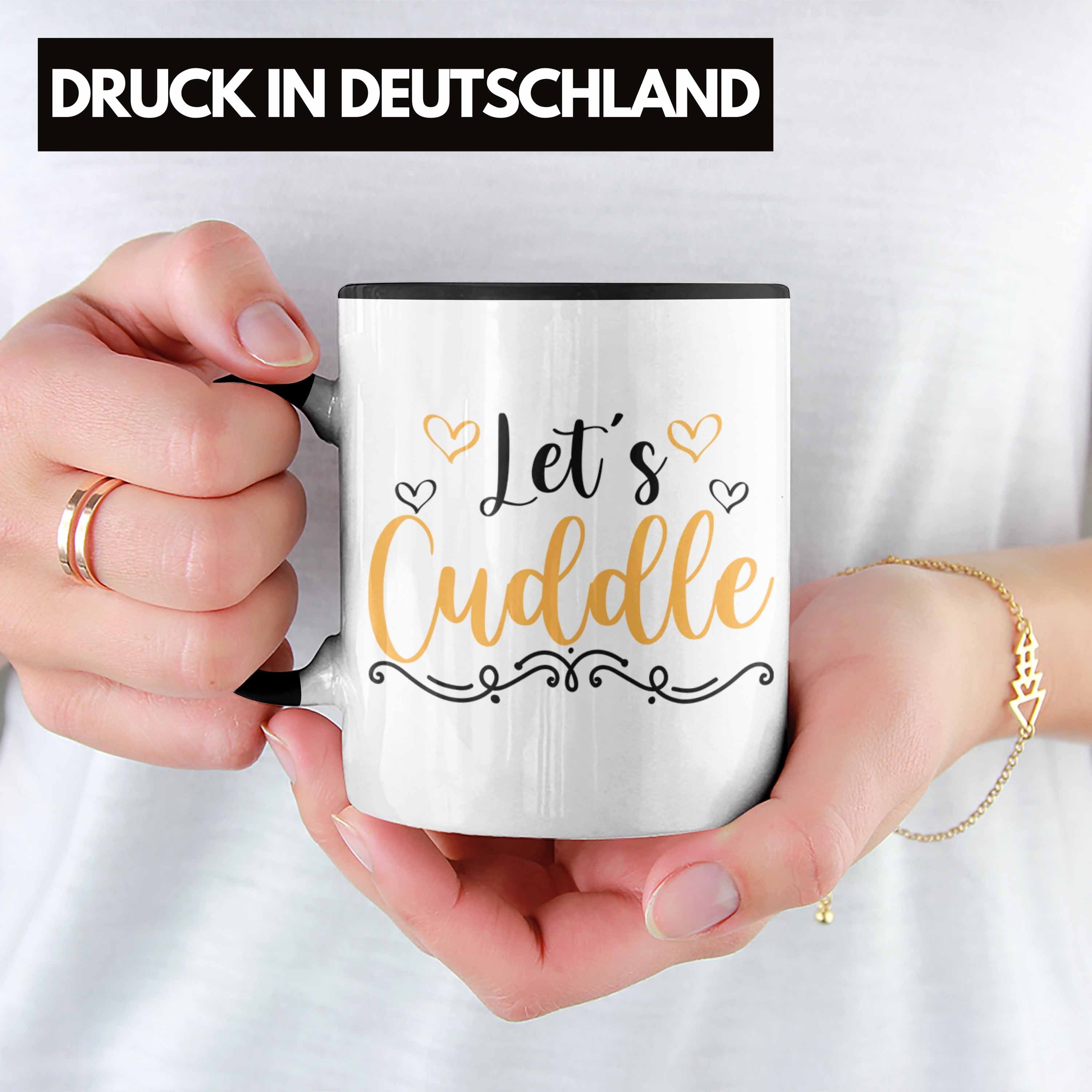 Trendation Tasse Mädchen für Tasse Lets Cuddle Freund Freundin Zuhause Geschenk Kuschelig - Schwarz Trendation
