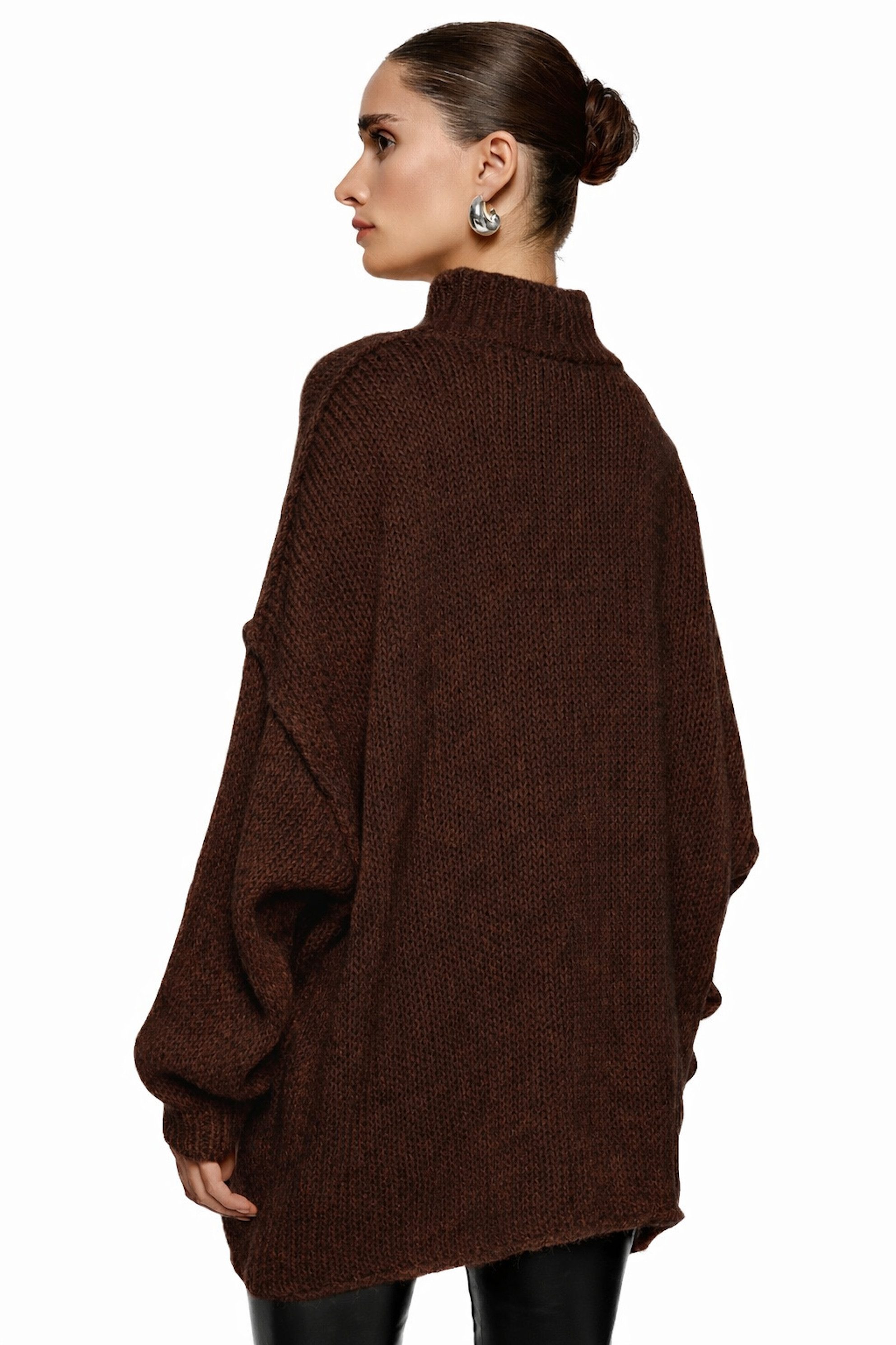 Worldclassca Longpullover WORLDCLASSCA Damen Oversize Strickpulllover Lang Pulli mit Steh Kragen Neue Kollektion - Stilvolle und gemütliche Strickmode für Damen