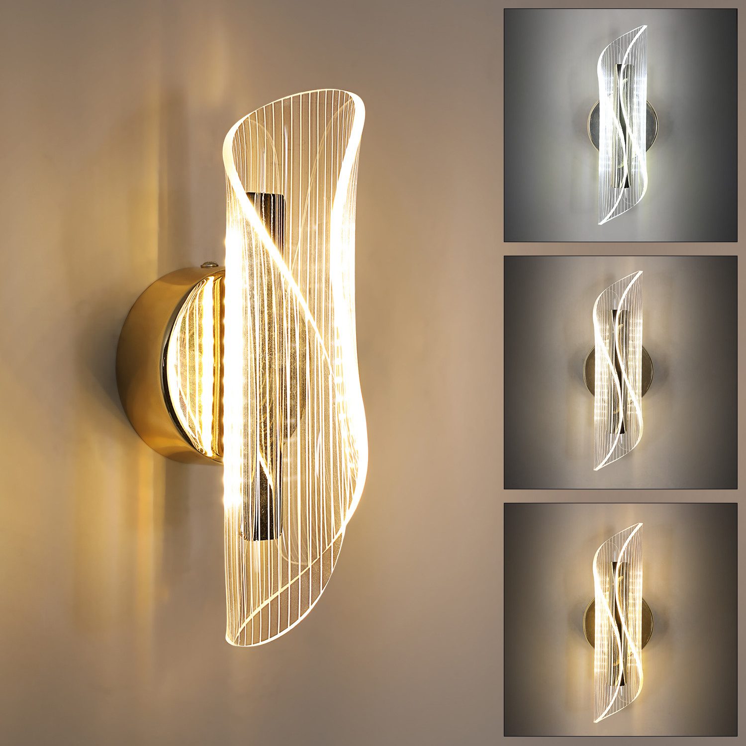 Goeco Wandleuchte Innenwandleuchte, Acryl Dekoleuchte, 12W für Büro, Flur, günstig online kaufen