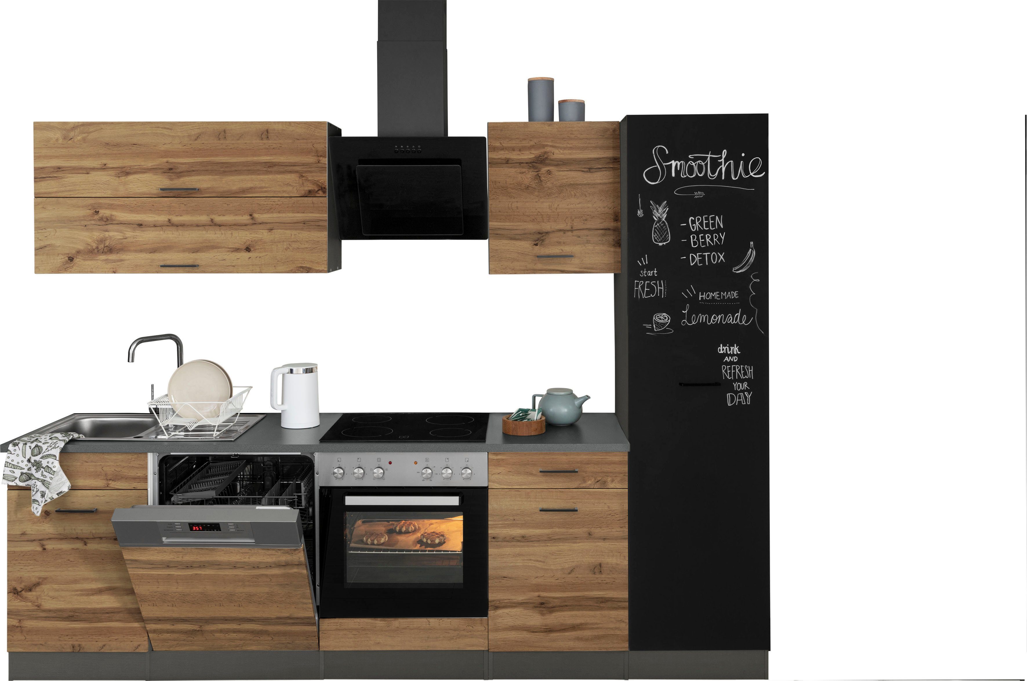 KOCHSTATION Küchenzeile KS-Trier, mit E-Geräten, Breite 270 cm