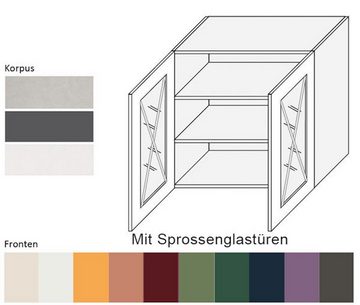 Feldmann-Wohnen Klapphängeschrank Tivoli (Tivoli, 1-St) 80cm Front- & Korpusfarbe wählbar 2-türig Glaseinsatz (glasklar)