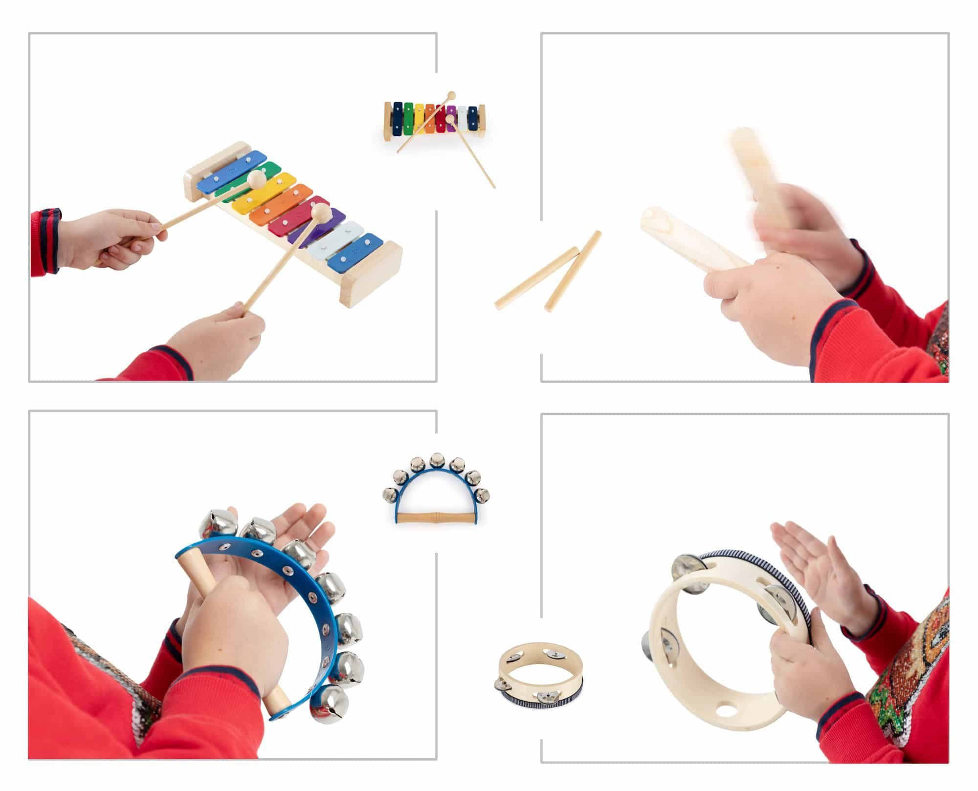 Classic Cantabile Spielzeug-Musikinstrument CC PS-13 Kinderpercussion Starter-Set 13-teilig - Instrumente aus Holz, Ideal für Kindergarten und Musikalische Früh – Bild 5 von 5