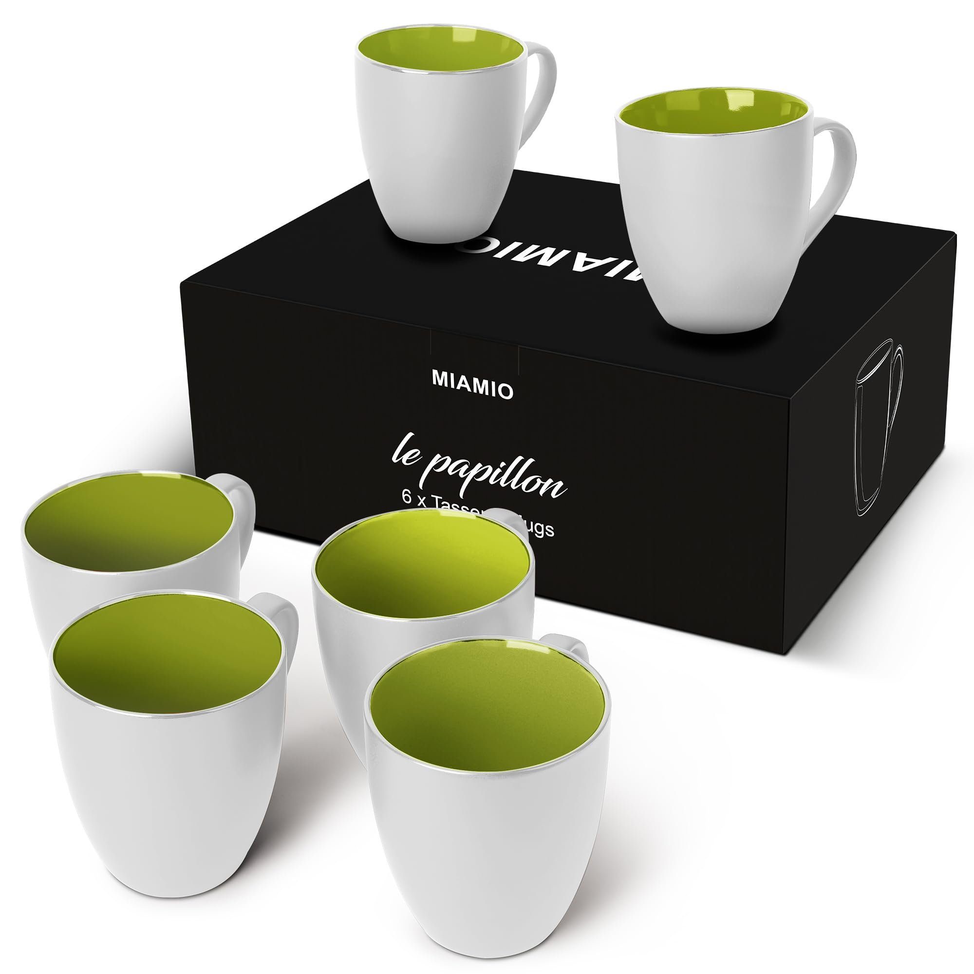 Papillon Le MiaMio (Außen Tasse Weiß) Kollektion grün Kaffeetassen Set