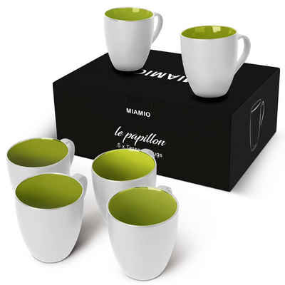MiaMio Tasse Kaffeetassen Set Le Papillon Kollektion (Außen Weiß)