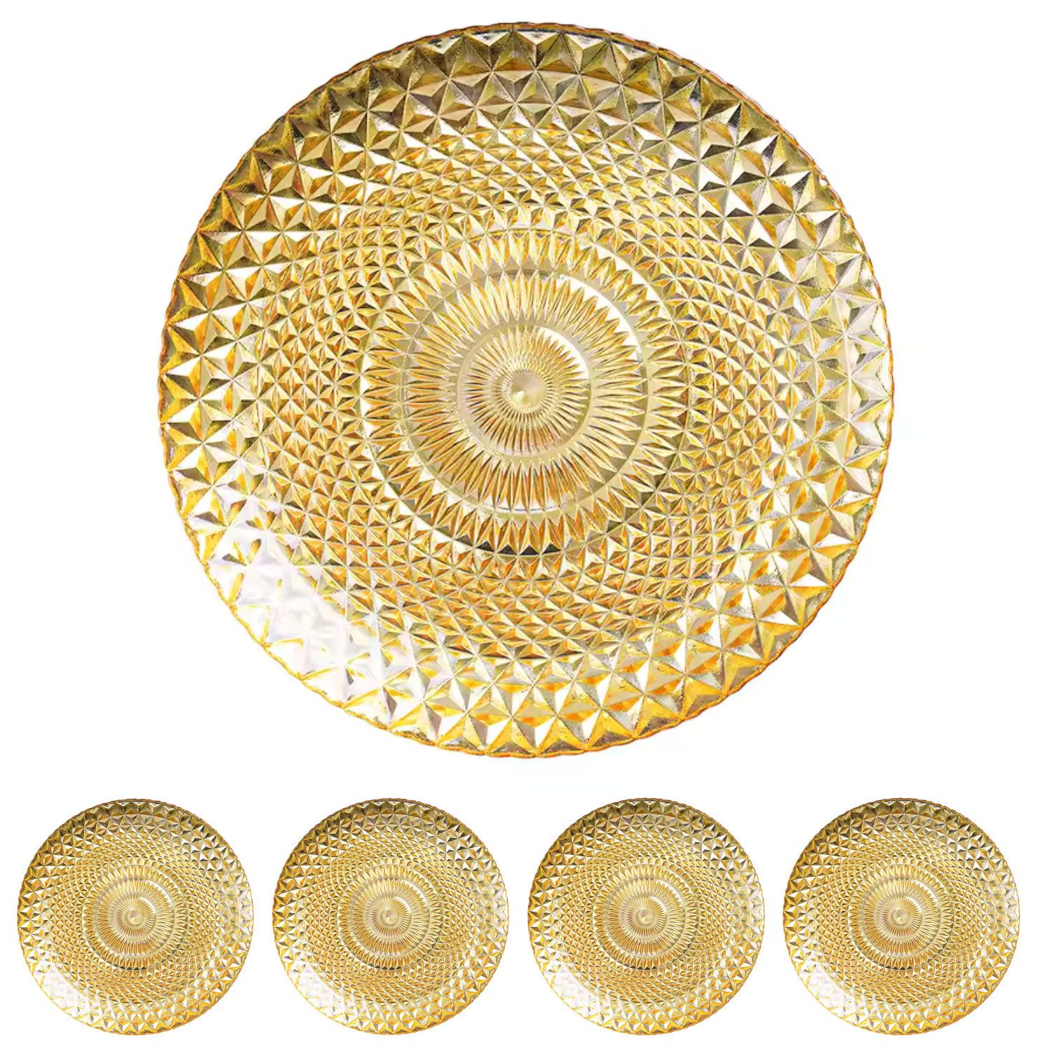 Quality Elegance Speiseteller Elegante Charger Plates für stilvolle Tischdekoration Ø 32 cm, (4 St), Glasgeschirr elegant