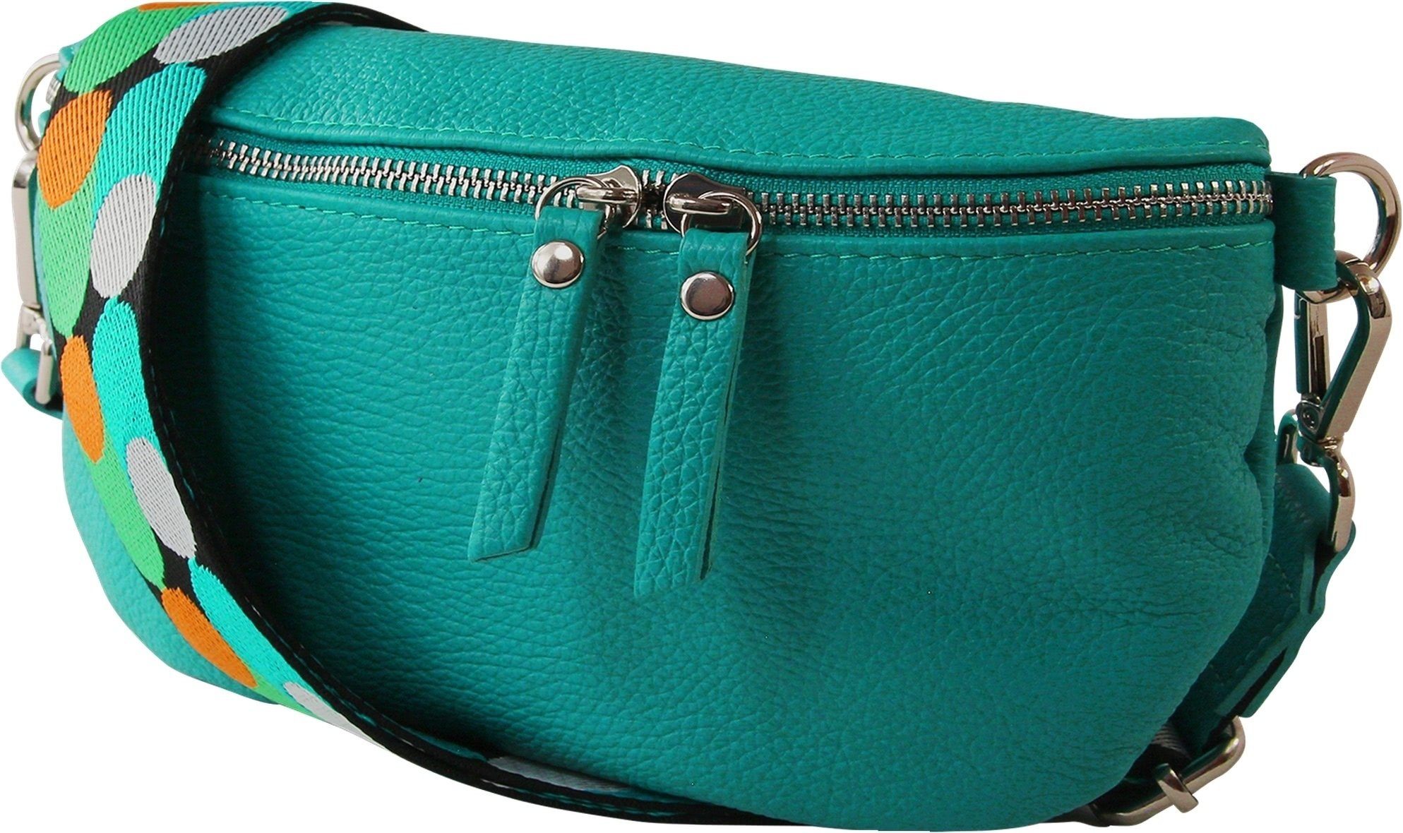 Toscanto Gürteltasche Toscanto Damen Gürteltasche Leder türkis (Gürteltasche), Damen Gürteltasche Leder, türkis, mehrfarbig ca. 25cm x ca. 15cm