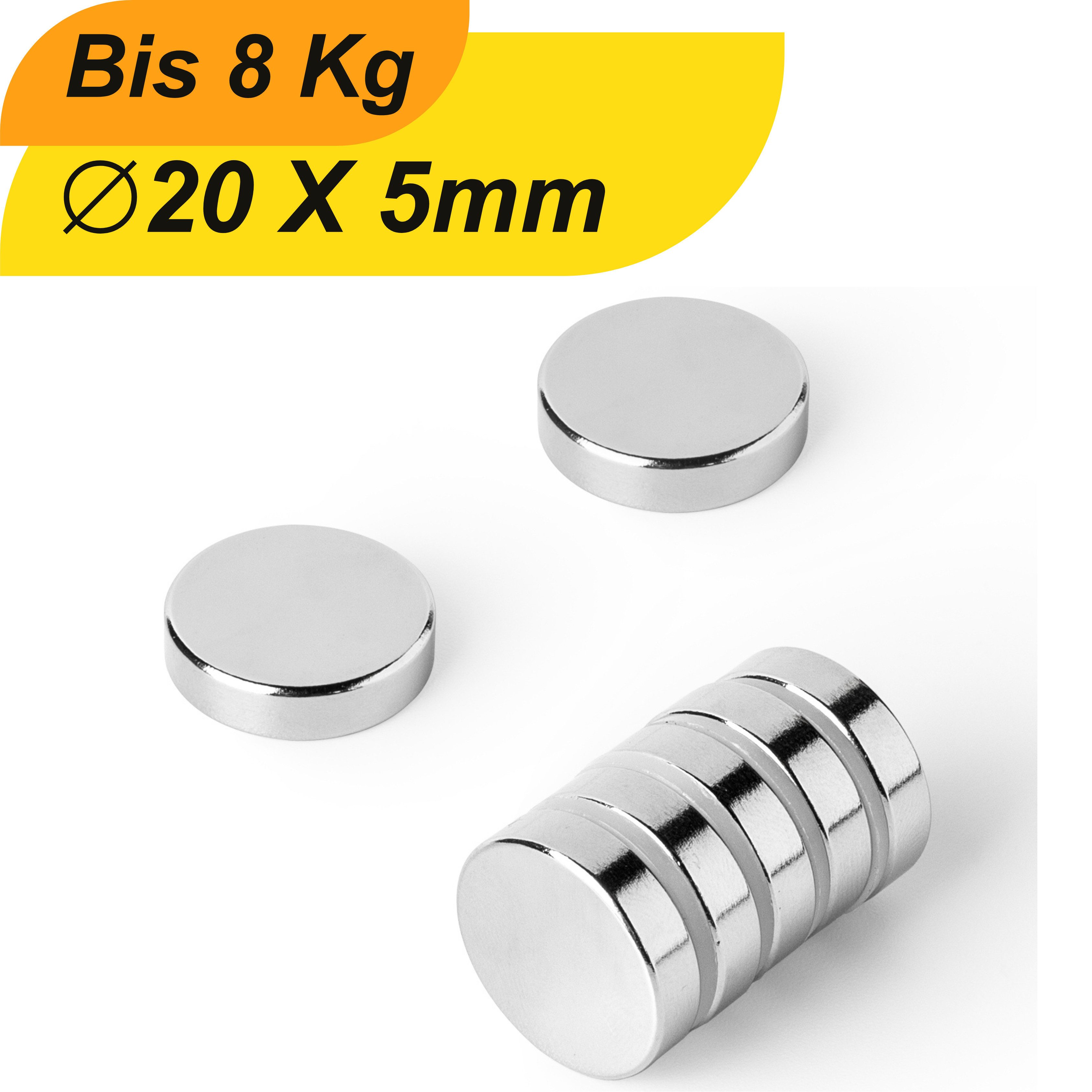 Magnet Neodym Magnet 20mm x 5mm Supermagnete hohe Haftkraft Scheibenmagnet