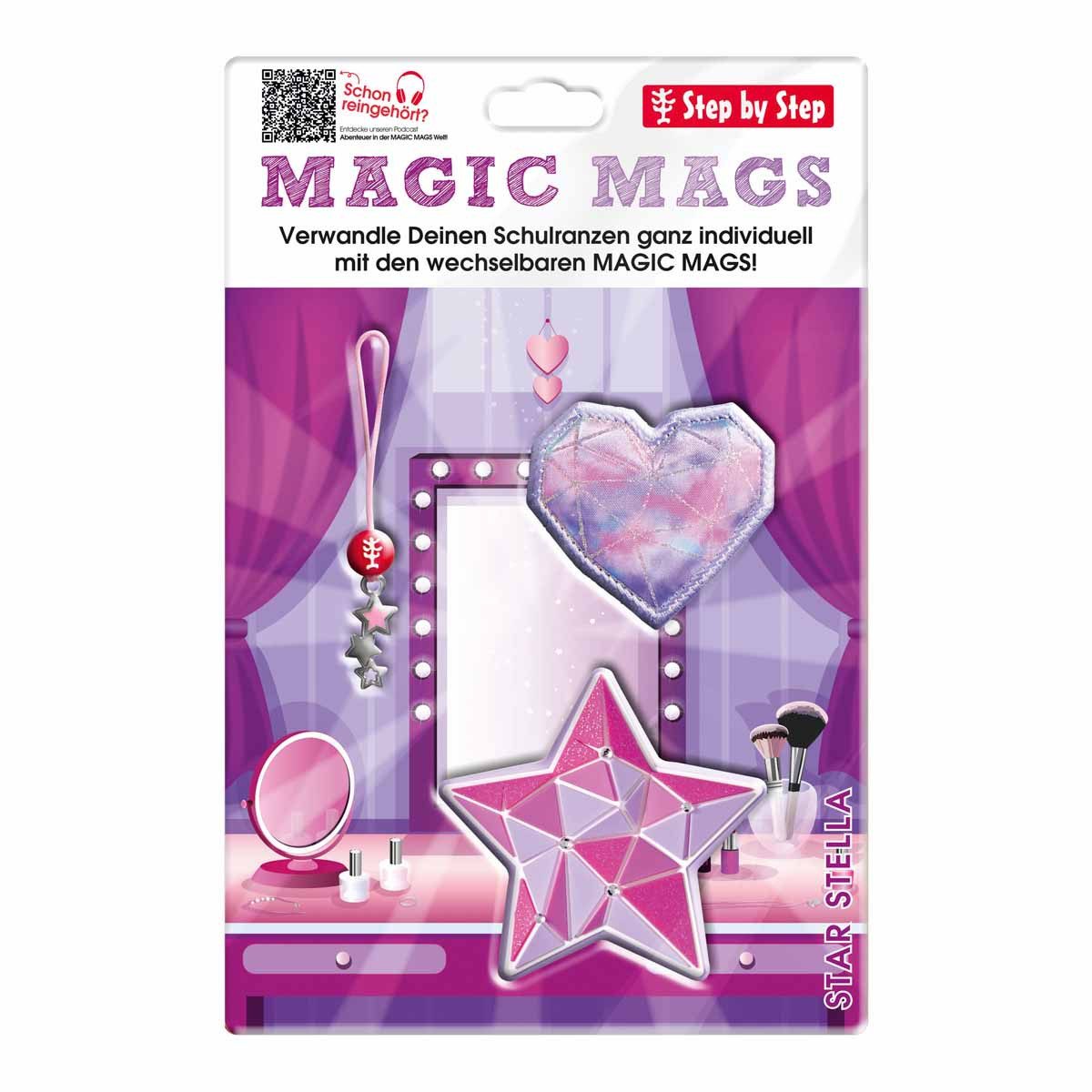 Step by Step Schulranzen MAGIC MAGS Star Stella 3-teilig (3-teilig), Motivanhänger, Glücksbringer