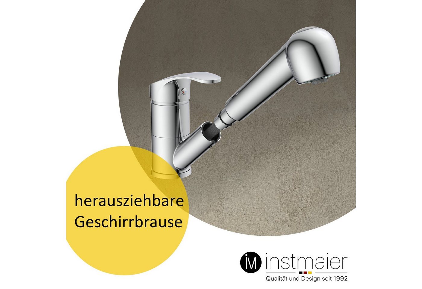 Thumbnail - instmaier Spültischarmatur instmaier K2, Wasserhahn Küche, Mit Geschirrbrause Niederdruck-Armatur, ausziehbar, 2 Strahla...