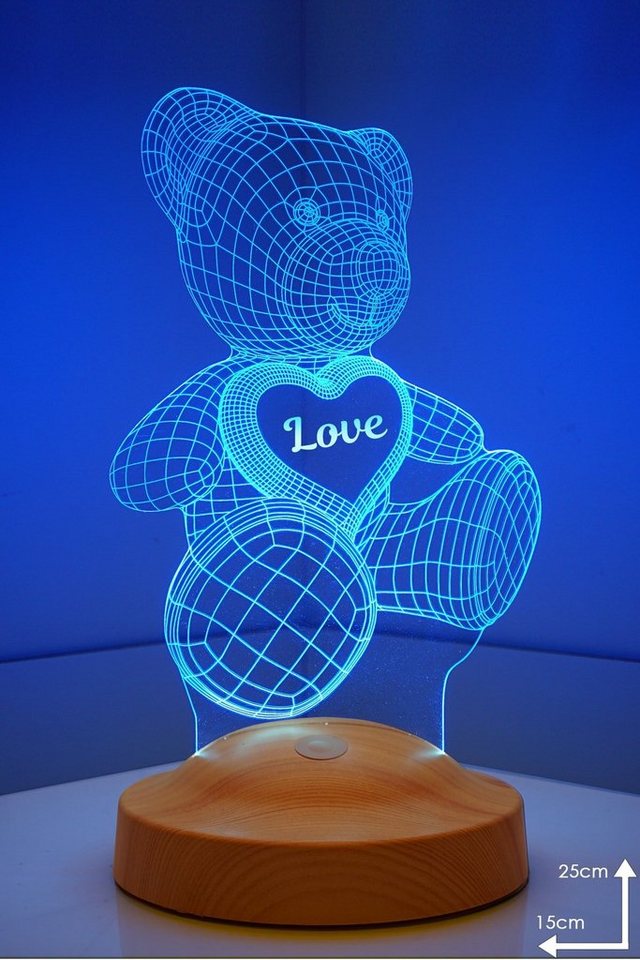 Teddybear, Farben Geschenk Frau fest Geschenke Farbwechsel, 3D integriert, Verlobte, Freundin, Teddybär 7 Valentinstag Geschenkelampe LED Partnerin, Nachtlicht Nachttischlampe Leuchte für