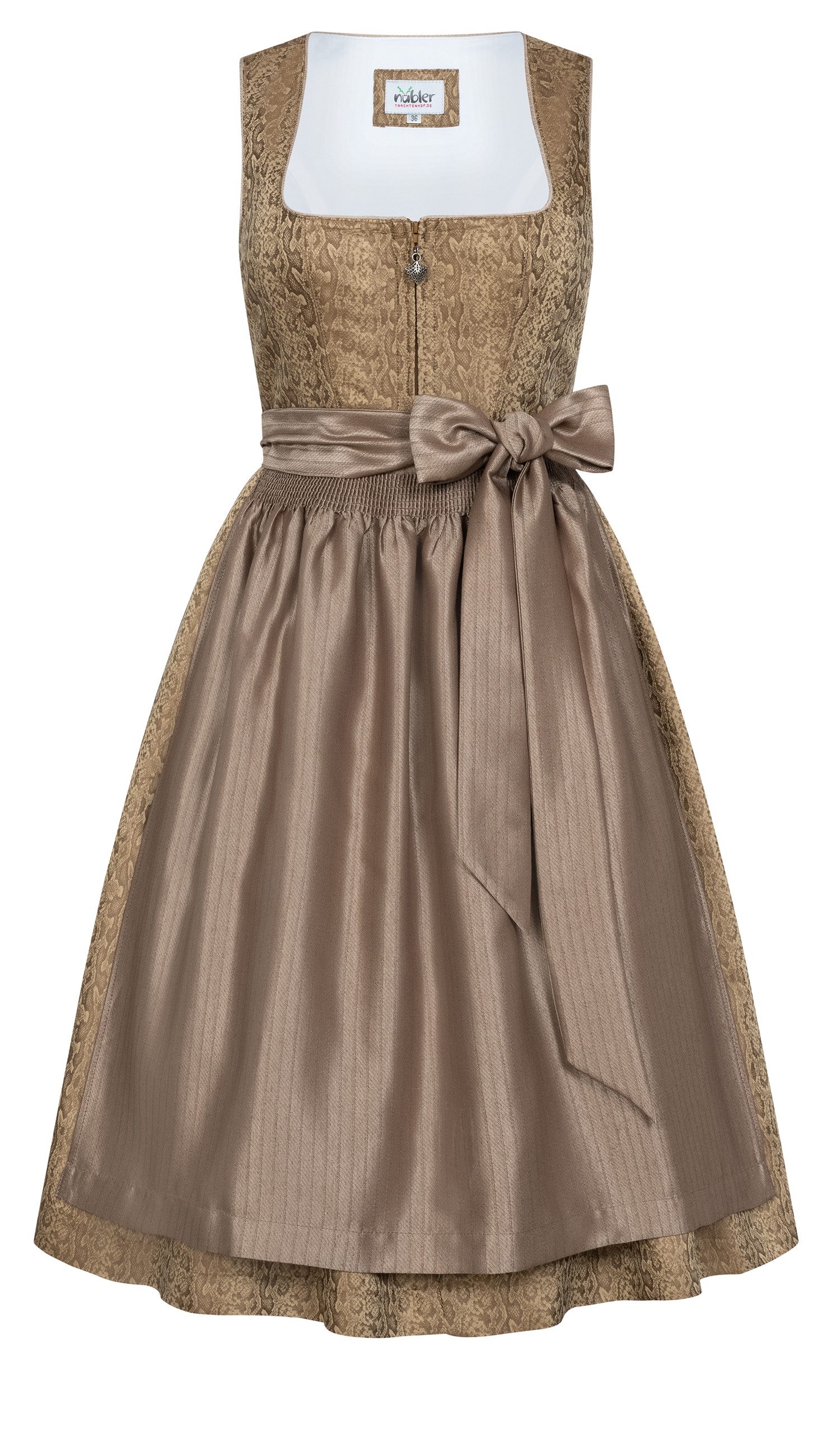 Nübler Trachtenkleid Midi-Dirndl Frieda in Goldbraun von Nübler - Rocklänge 65 cm
