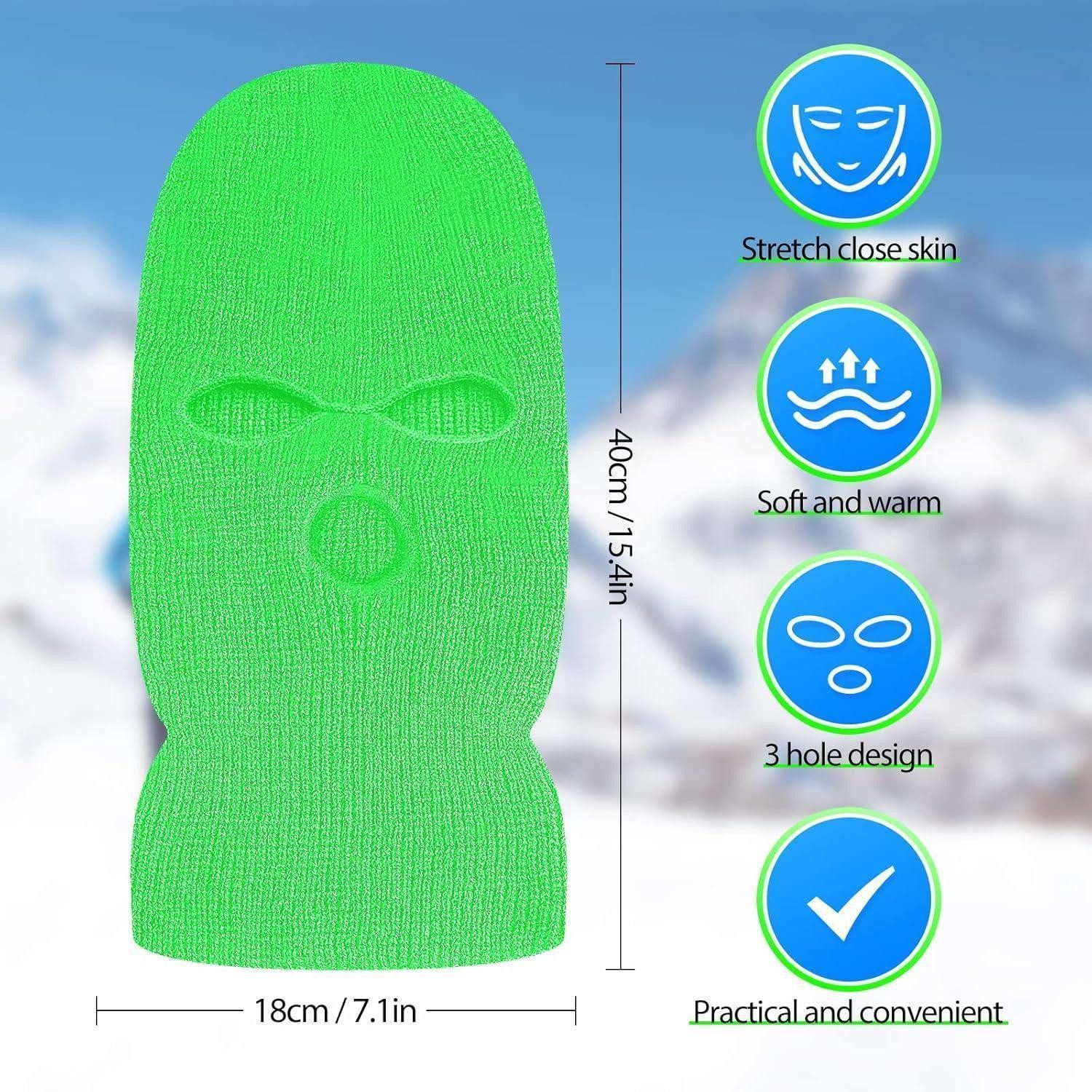 LuxusKollektion Sturmhaube Sturmhaube gestrickt 3 Löcher Einheitsgröße Fluoreszierendes Grün