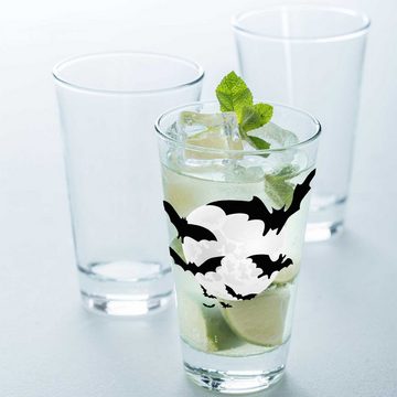 GRAVURZEILE Glas Wasserglas mit UV-Druck - Fledermausschwarm Design, Glas