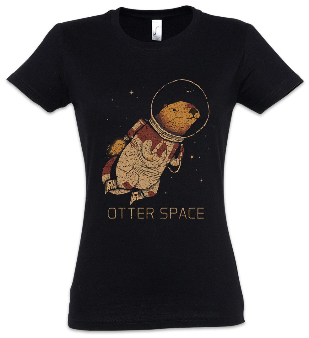 Urban Backwoods Print-Shirt Otter Space Damen T-Shirt Wildlife lontra nutria Fischotter Geek Nerd (1-tlg) Fischotter Astronaut Kosmonaut Weltraum