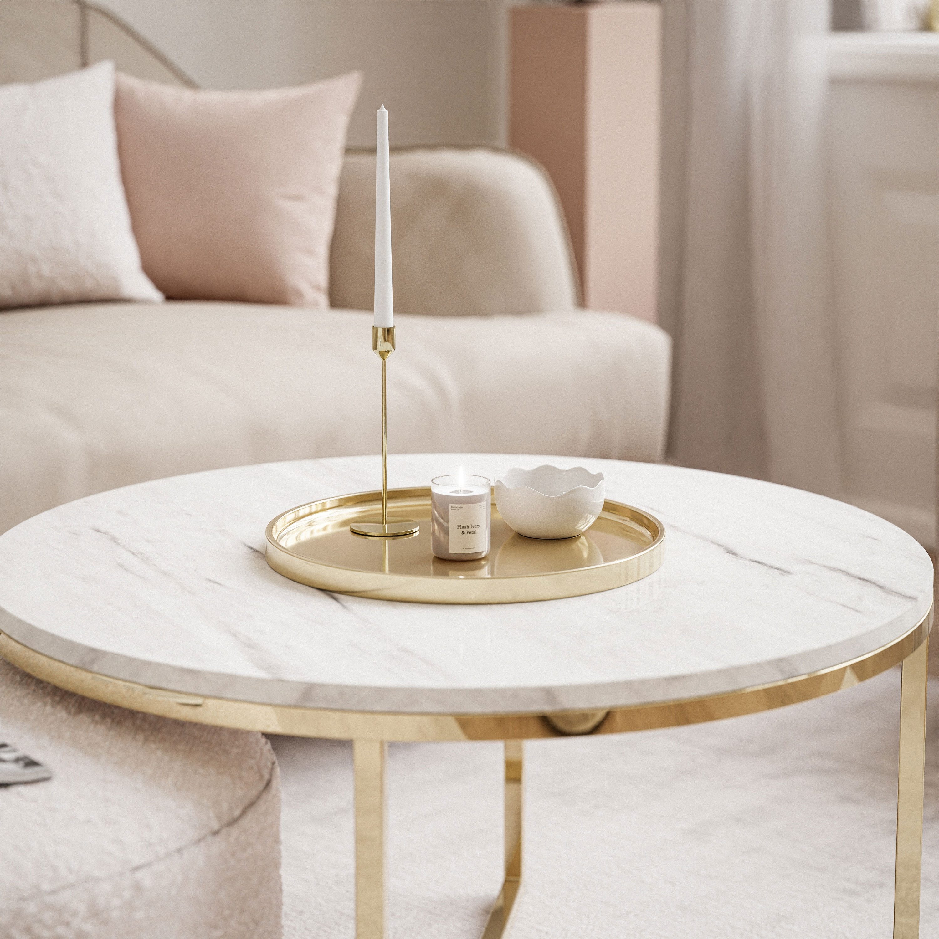 Lookway Couchtisch CIRI-X mit Hocker (Couchtisch mit einem Hocker), Durchmesser: ⌀70 cm