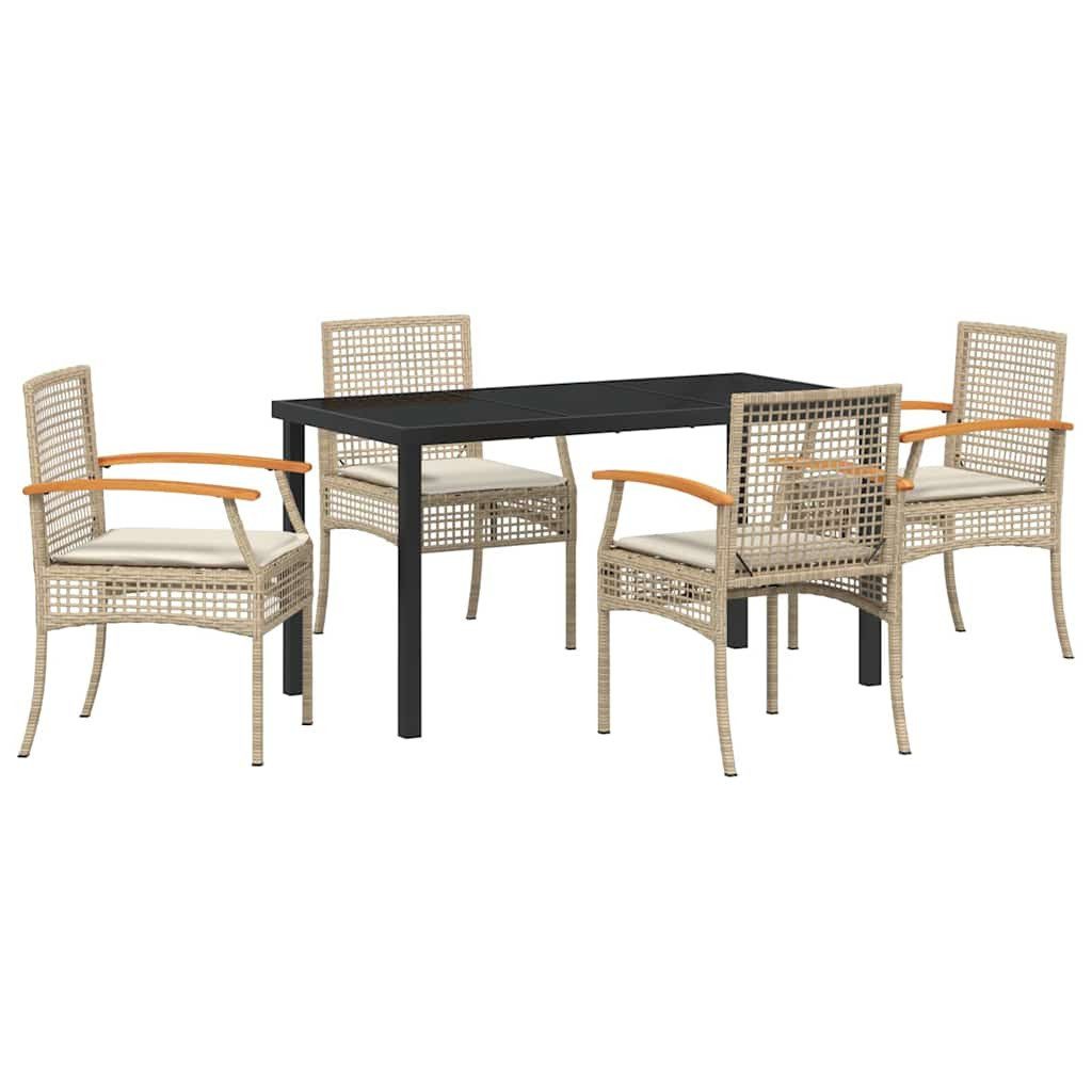 vidaXL Gartenlounge-Set Garten Essgruppe 5 pcs Beige Poly-Rattan, (5-tlg)