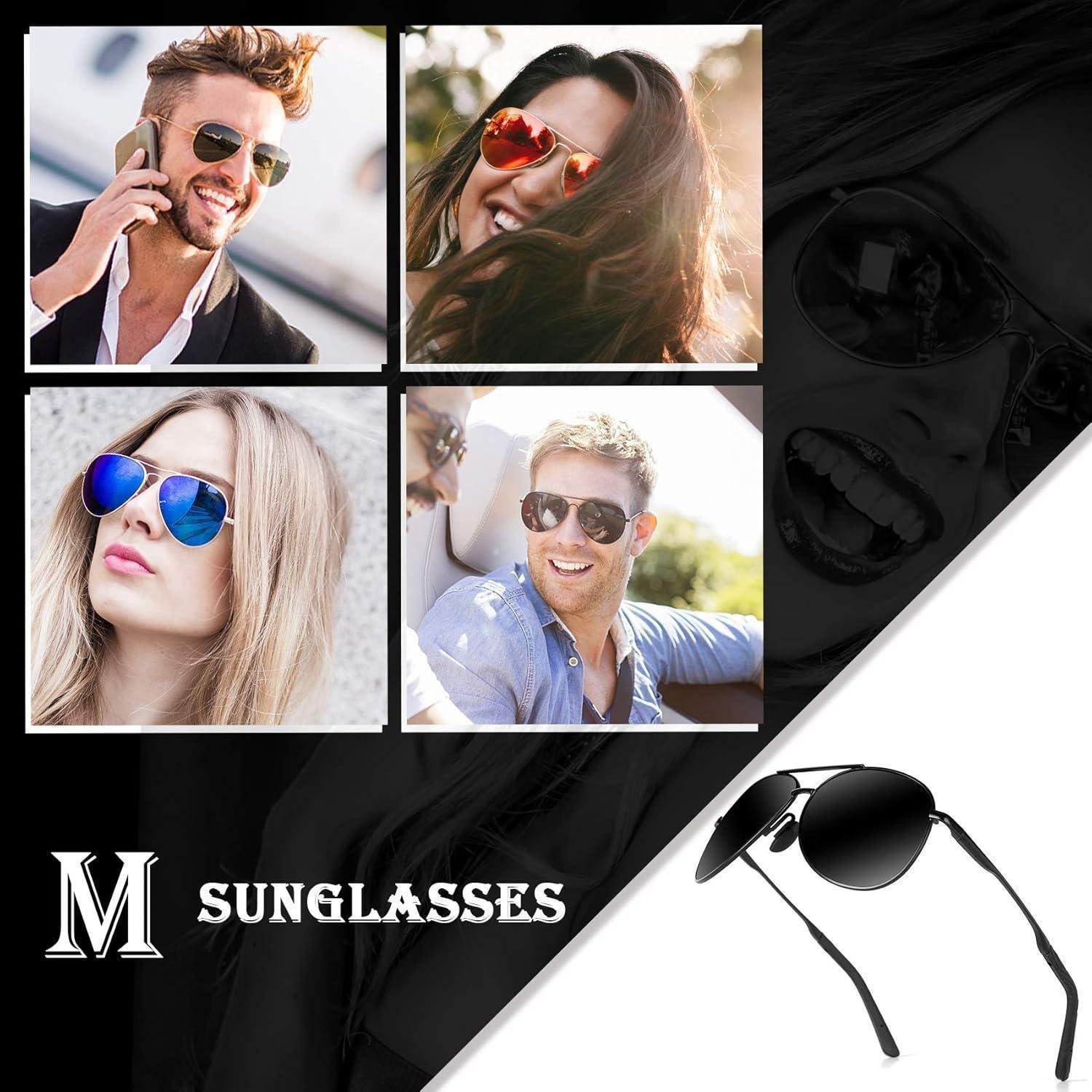 LuxusKollektion Pilotenbrille Sonnenbrille Herren Polarisiert UV400 Fahrerbrille Schwarz Schwarz