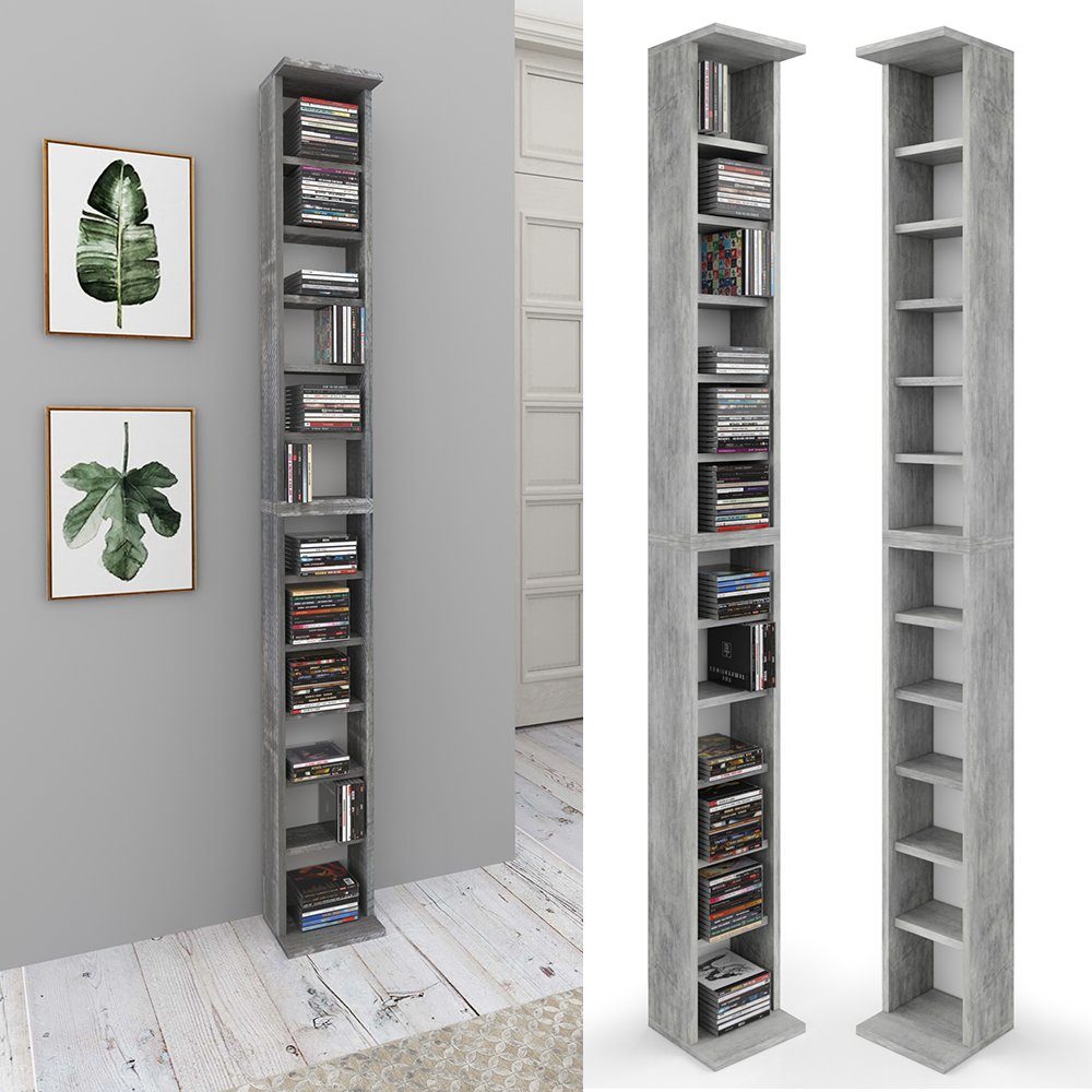 Vicco CD-Regal, Beton/Beton, 21 x 183.6 günstig online kaufen