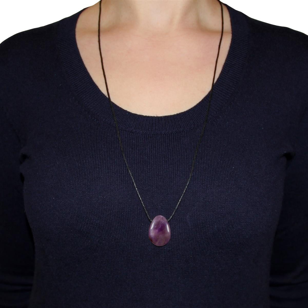 Morella Kette mit Anhänger Morella Halskette mit Edelstein (1-tlg), Damenkette mit Edelstein in Tropfenform, Chakra, im Samtbeutel