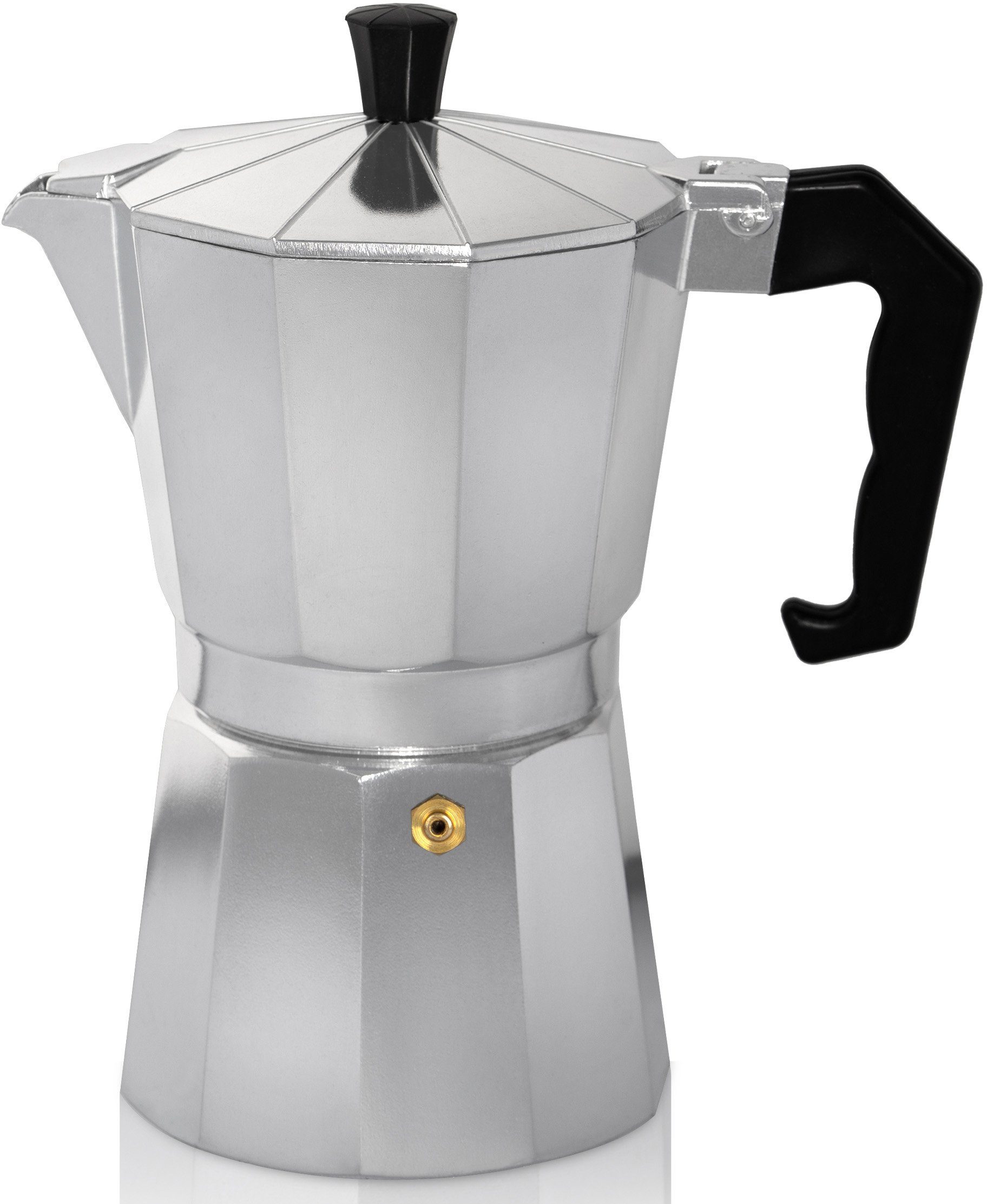 Krüger Espressokocher, 0,2l Kaffeekanne, traditionell italienisch, aus Aluminium, mit Silikon-Dichtungsring