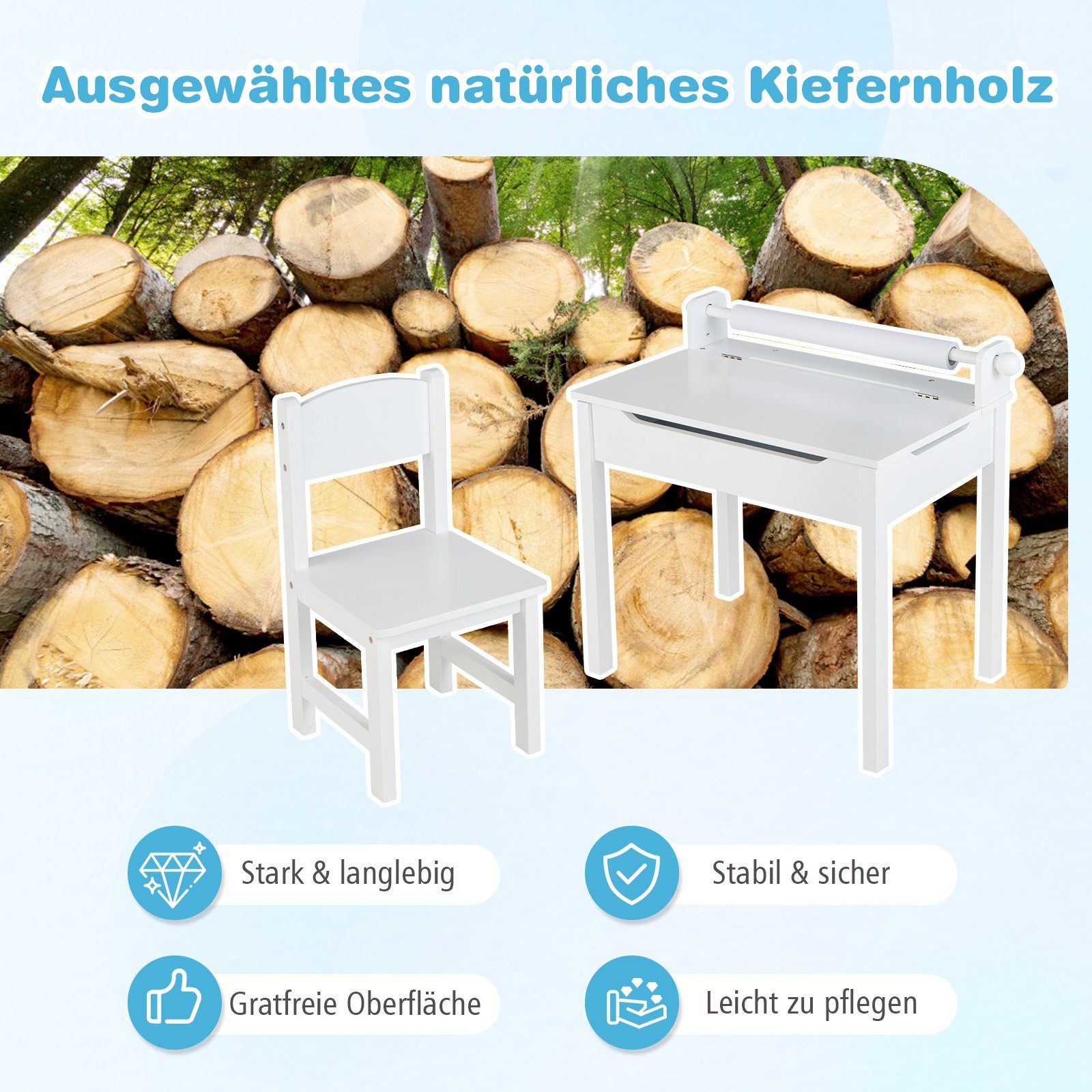 COSTWAY Kinderschreibtisch mit Stuhl Set & günstig online kaufen