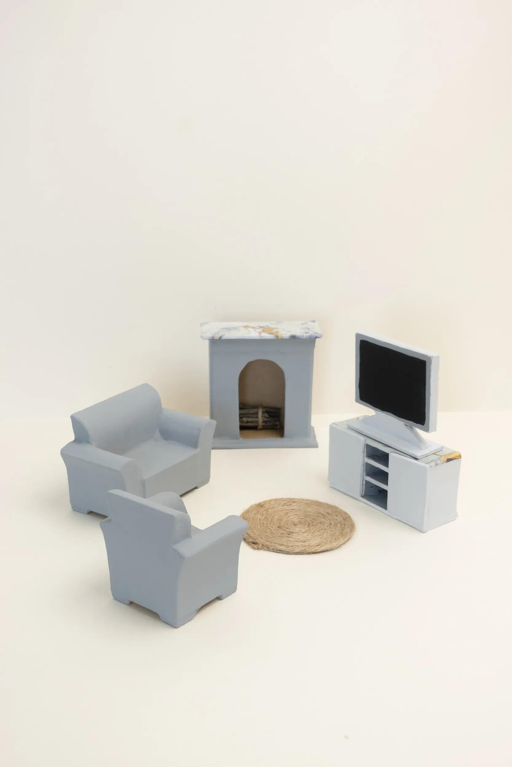 décopatch Papierdekoration Pappmaché, 6 Miniaturen, Wohnzimmer, 20×4,5×23 cm Kar