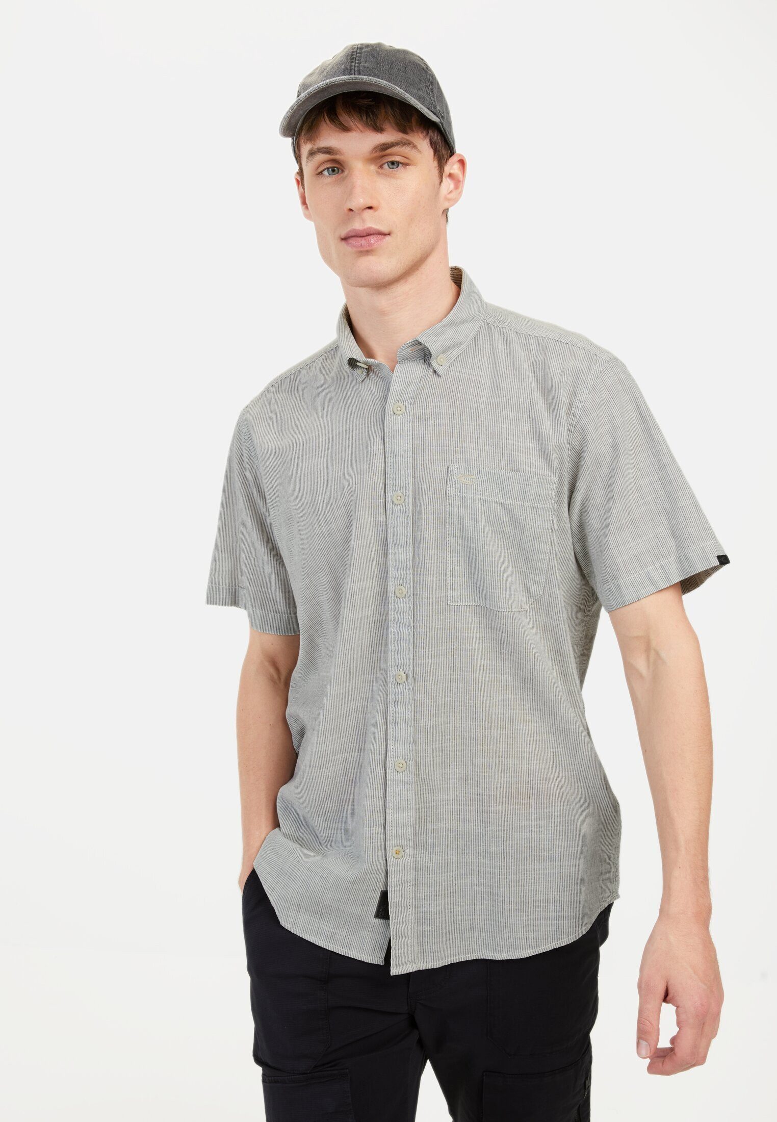 camel active Kurzarmhemd mit Strukturmuster Kurzarm Button-Down Button-Down günstig online kaufen