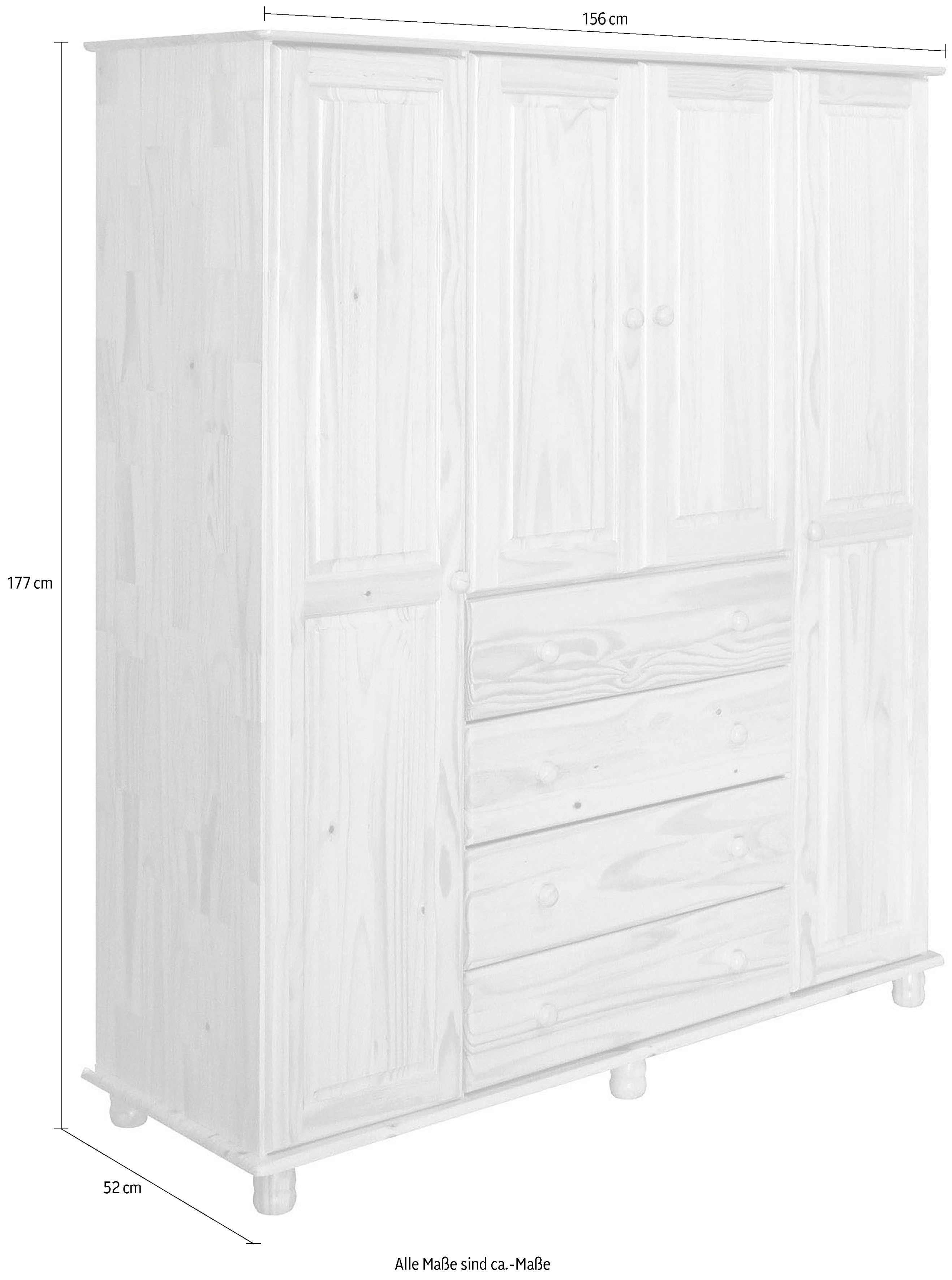 Home affaire Kleiderschrank (1-St) gefertigt aus massivem Kiefernholz