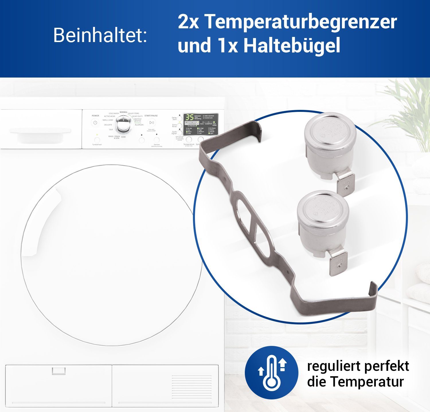 Thermodetektor VIOKS Temperaturbegrenzerset Thermostaten mit 481225928681, wie für 2 Bügel Trockner Whirlpool