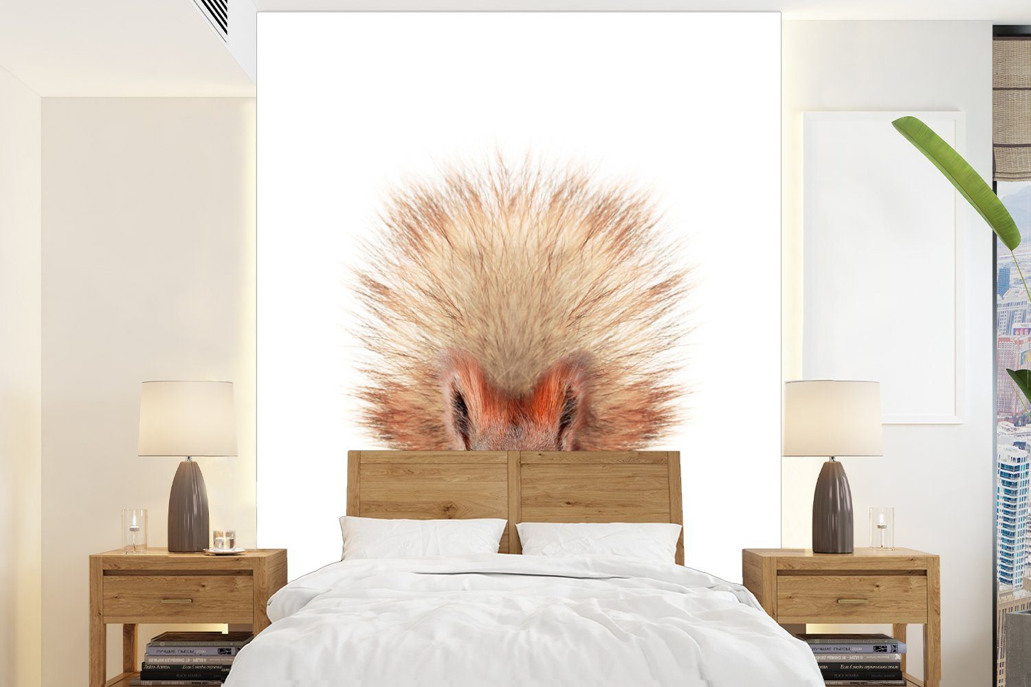 MuchoWow Fototapete Eichhörnchen - Tiere - Natur - Orange - Weiß, Matt, bedruckt, (4 St), Montagefertig Vinyl Tapete für Wohnzimmer, Wandtapete