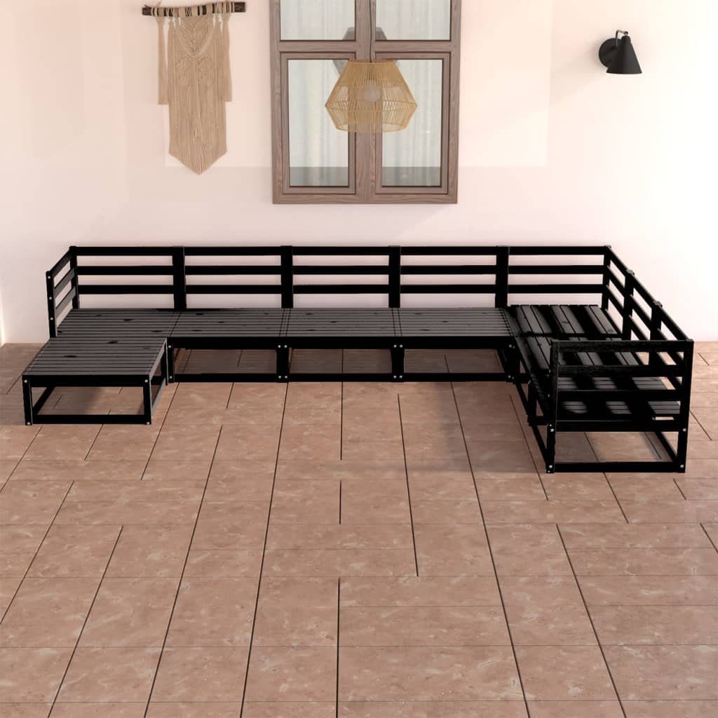 (1-tlg) Massivholz Kiefer, Schwarz Gartenlounge-Set vidaXL Garten-Lounge-Set 7-tlg.