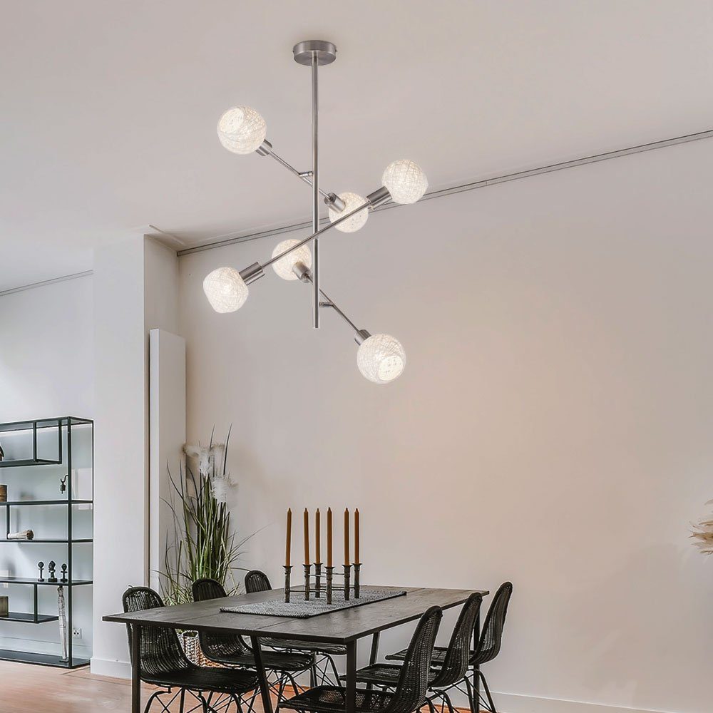 Briloner Leuchten Kugelleuchte, Leuchtmittel nicht inklusive, Deckenleuchte schwenkbar Papiergeflecht weiß Deckenlampe Wohnzimmer