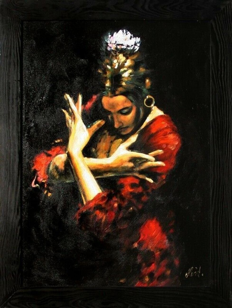 St) Tanz Sofort, Ölbild Echte Gemälde JVmoebel Spanischer Rahmen Öl Handarbeit Abstrakt (1