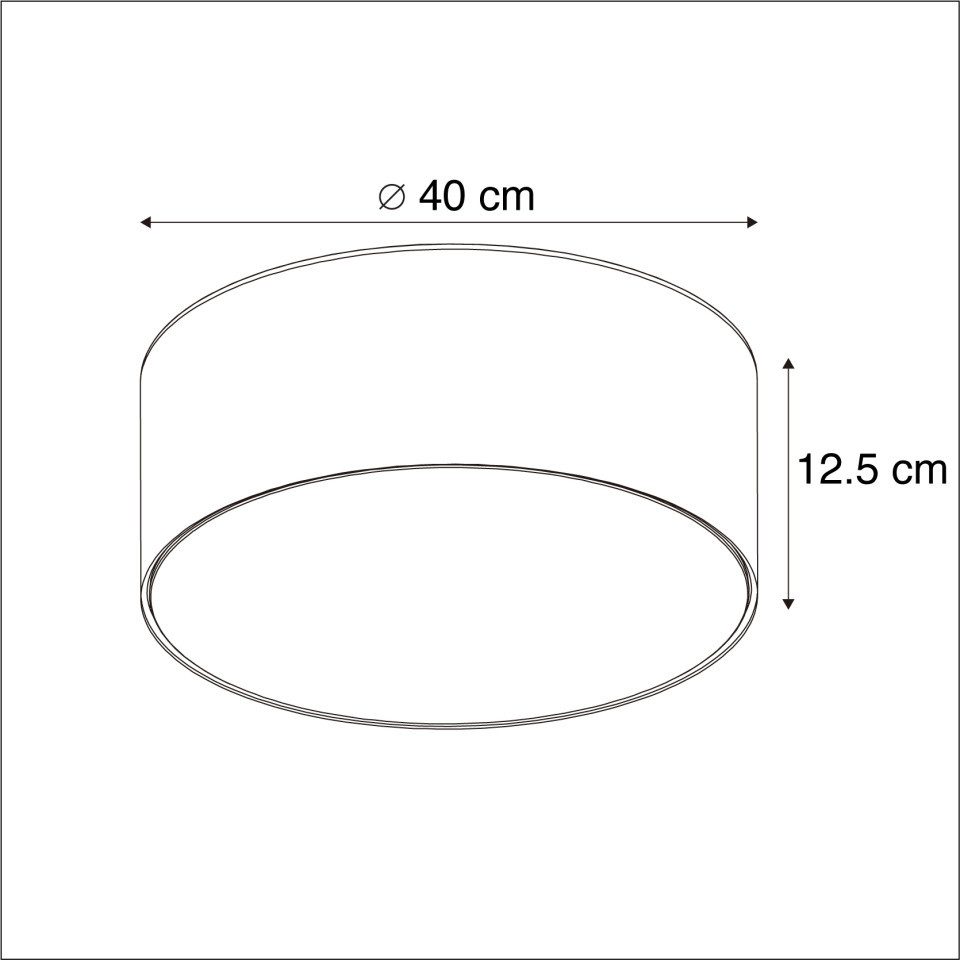 Qazqa Deckenleuchte Drum led, LED wechselbar, LED module, Rosa, Modern, Textil, 1-flammig