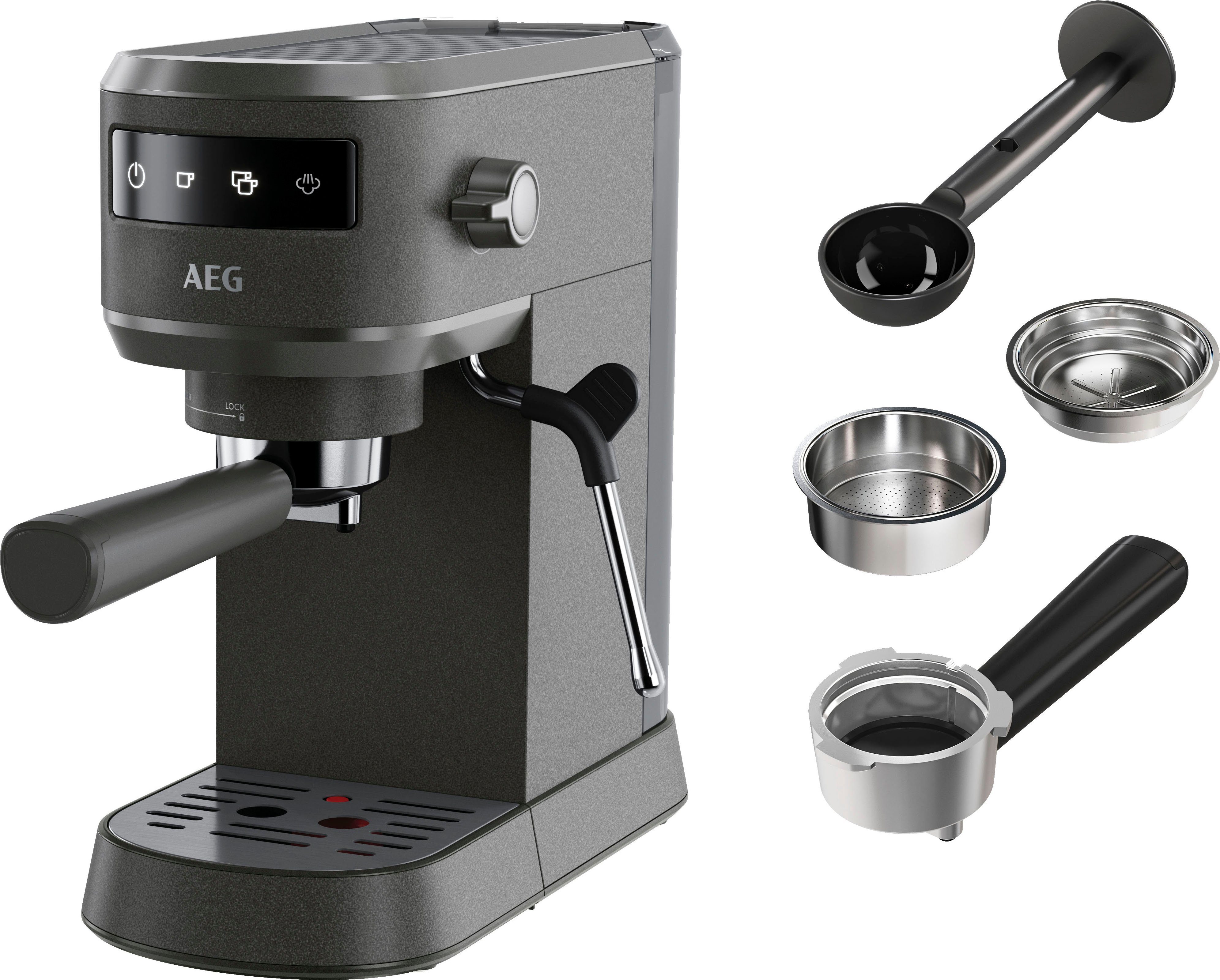 AEG Espressomaschine Gourmet 6 EC6-1-6BST, Korbfilter, Siebträger