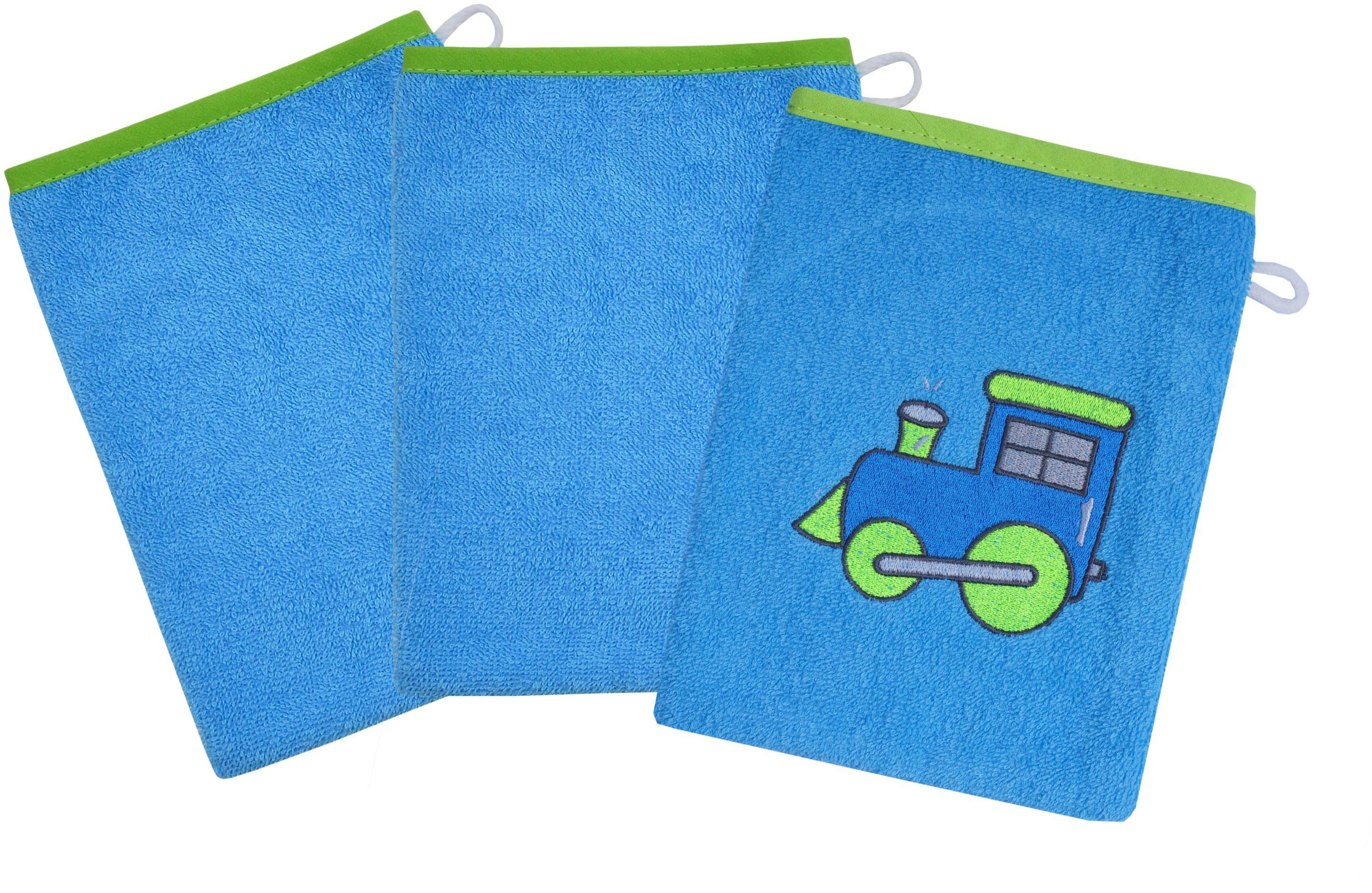 Wörner Waschhandschuh Lok, (Set, 3-St), 3er-Set, mit Stickerei