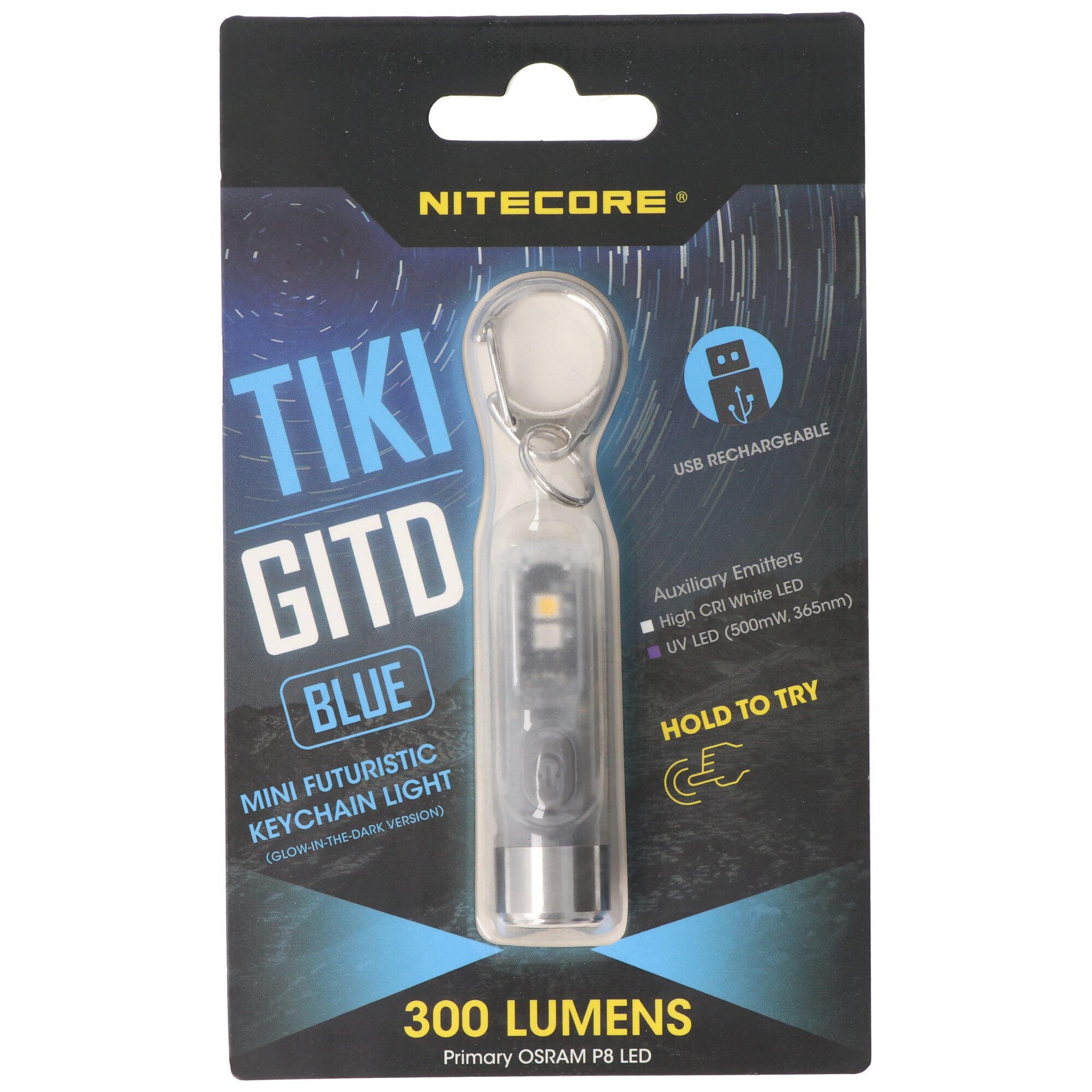 Nitecore LED Taschenlampe Nitecore TIKI GITD, Glow in the dark, mit UV LED, Schlüsselbundleucht