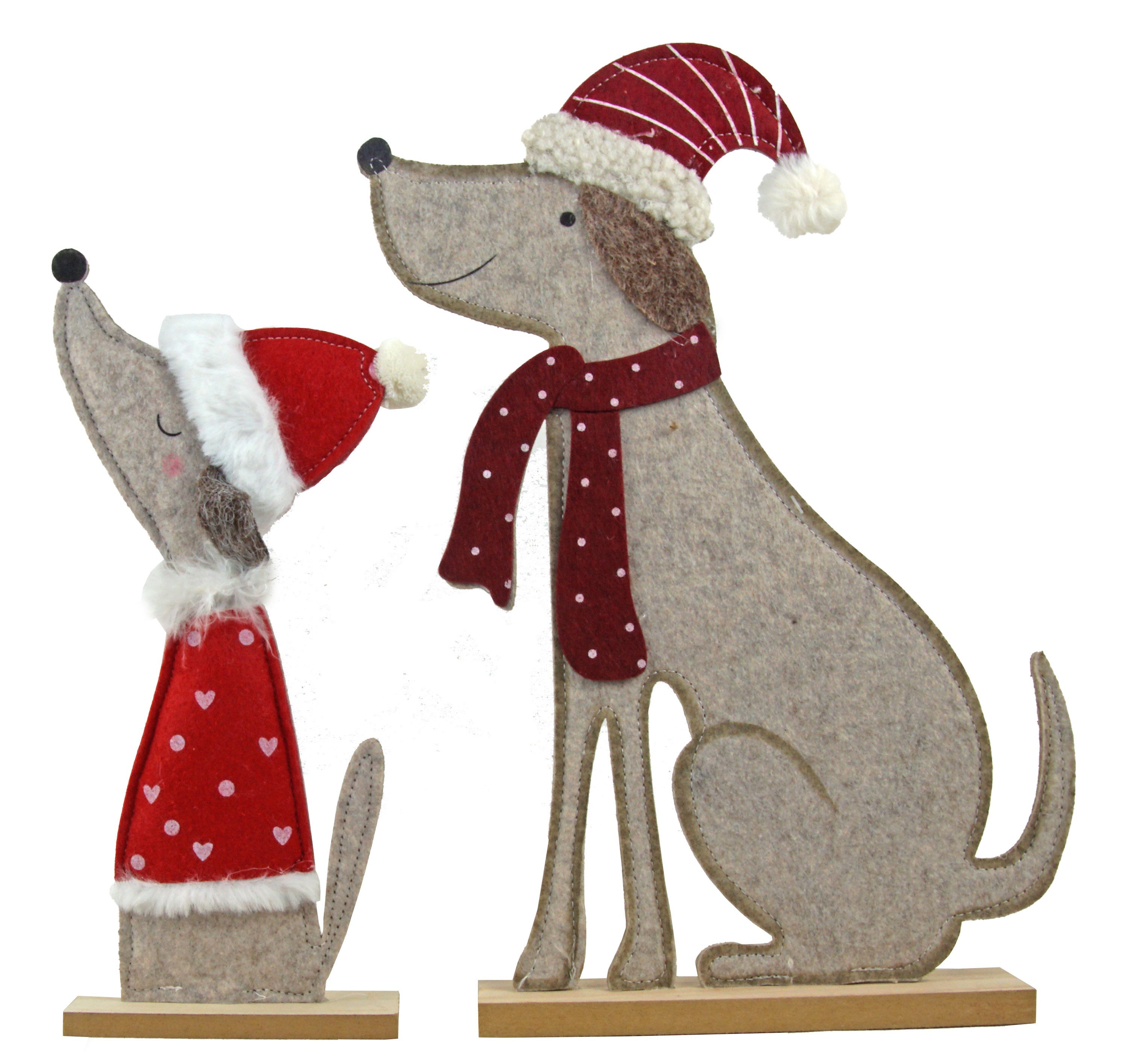 Posiwio Dekofigur Hundepaar – Filzfiguren mit Santa-Outfits (2 St) günstig online kaufen