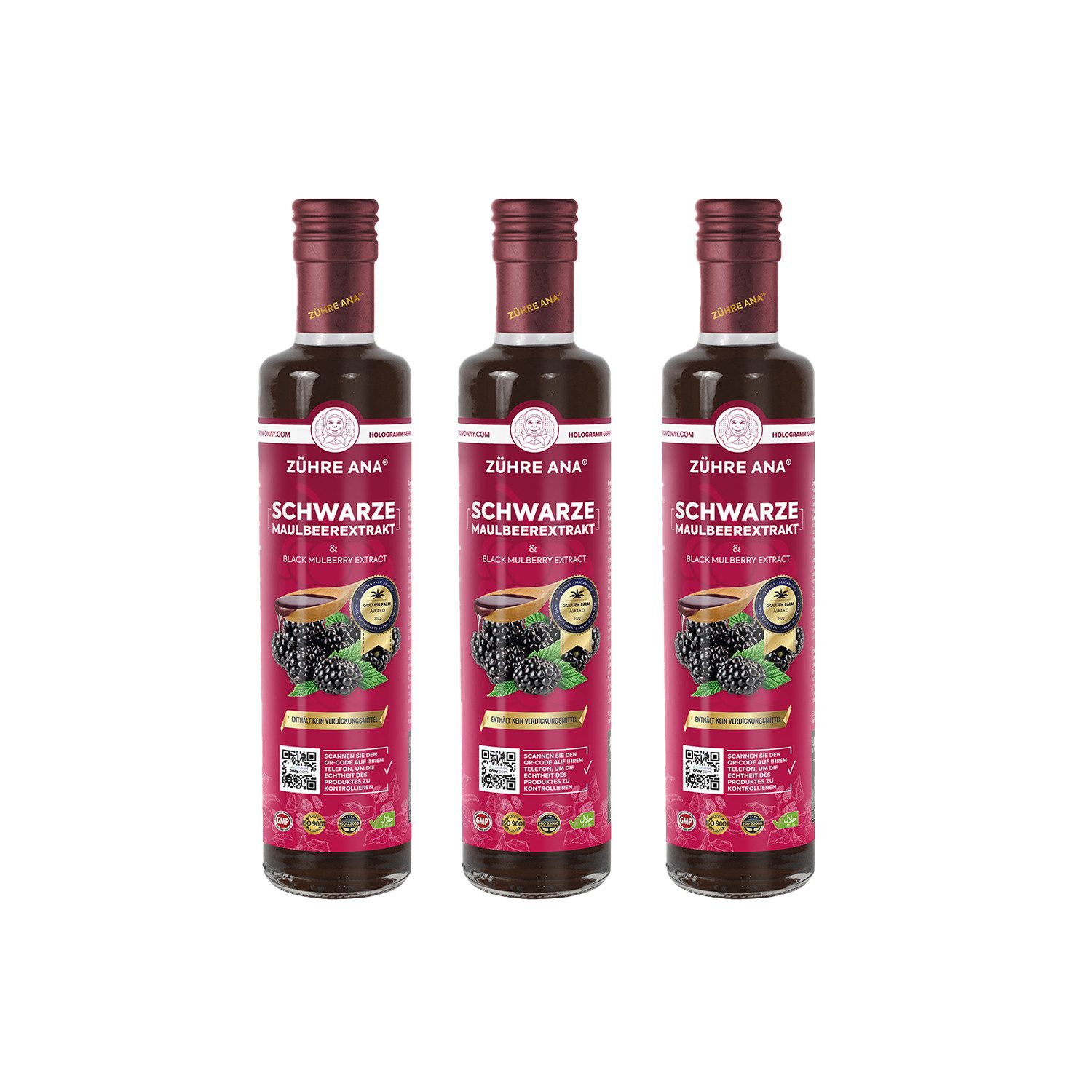Zühre Ana® Sirup Schwarzer Maulbeerextrakt – Ein reiner und natürlicher Geschmack, Natürliches Aroma, Multivitamin,Mischungsverhältnis: 1+5