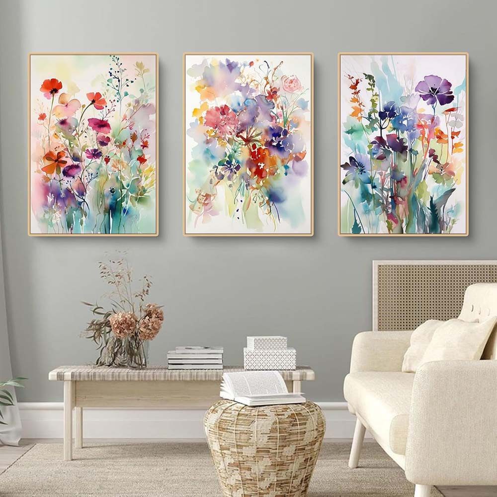 trends for living Wandbild Wanddekoration Blumen 3er Set, Leinwandbilder ohne Rahmen 40x50 cm, (3 St)