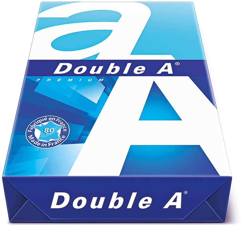 DOUBLE A Drucker- und Kopierpapier 80g/m² Papier Blatt DIN-A4 Double 500 Premium weiß A