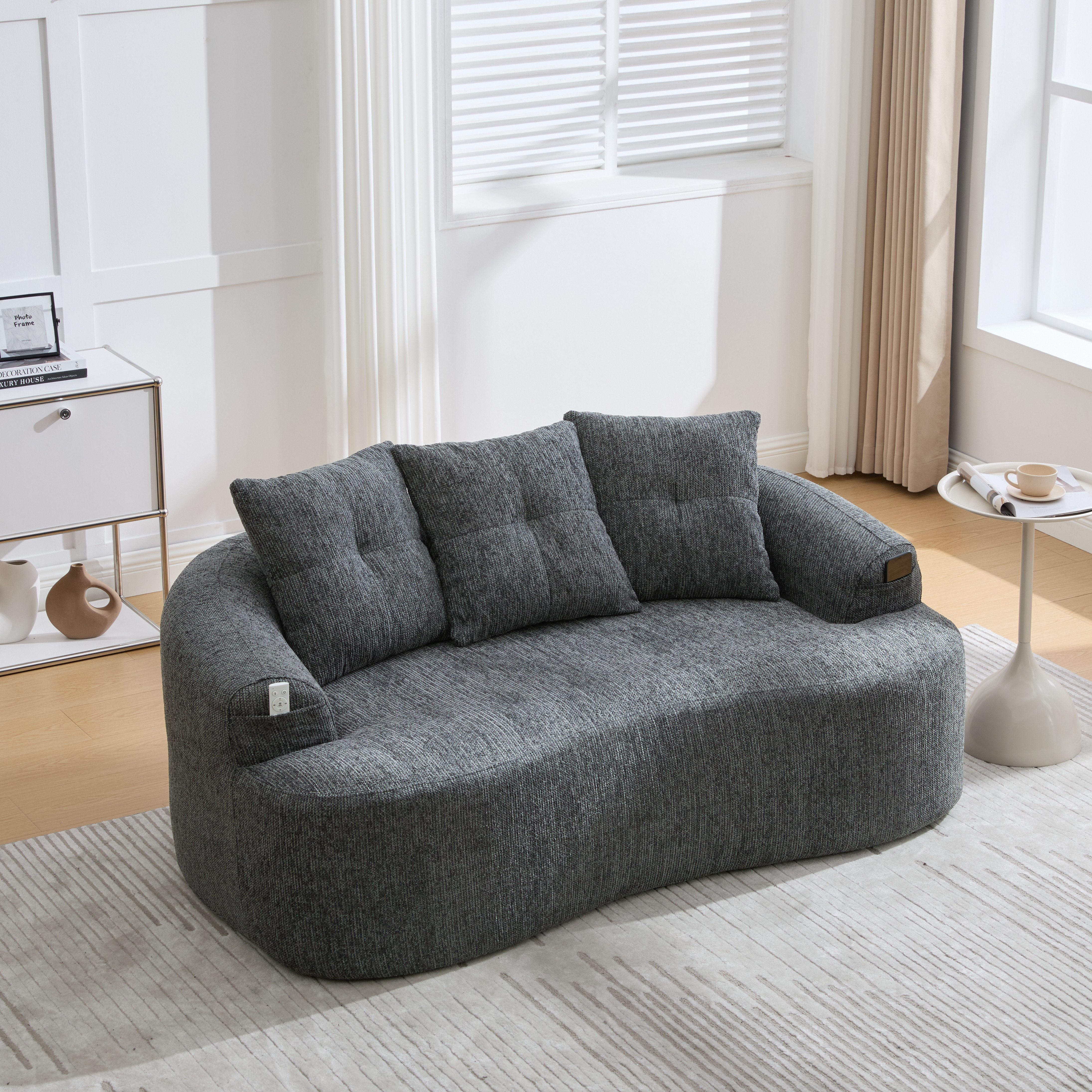 STILVORA Loungesofa Zweisitzer-Sofaset mit Zierkissen komprimiertes Design für Wohnunge, Zweisitzer Relaxsofa mit Chenille-Wolkenmuster, im zeitgenössischen Stil, Extra dicke Kissen