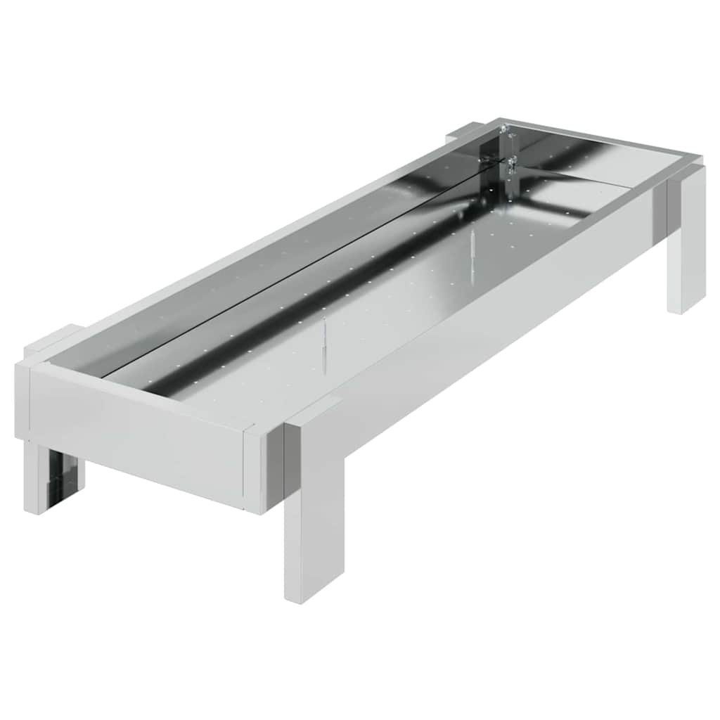 vidaXL Futterspender Hühnerfütterungsrinne Silber 80 x 28 x 13,5 cm Verzinkter Stahl